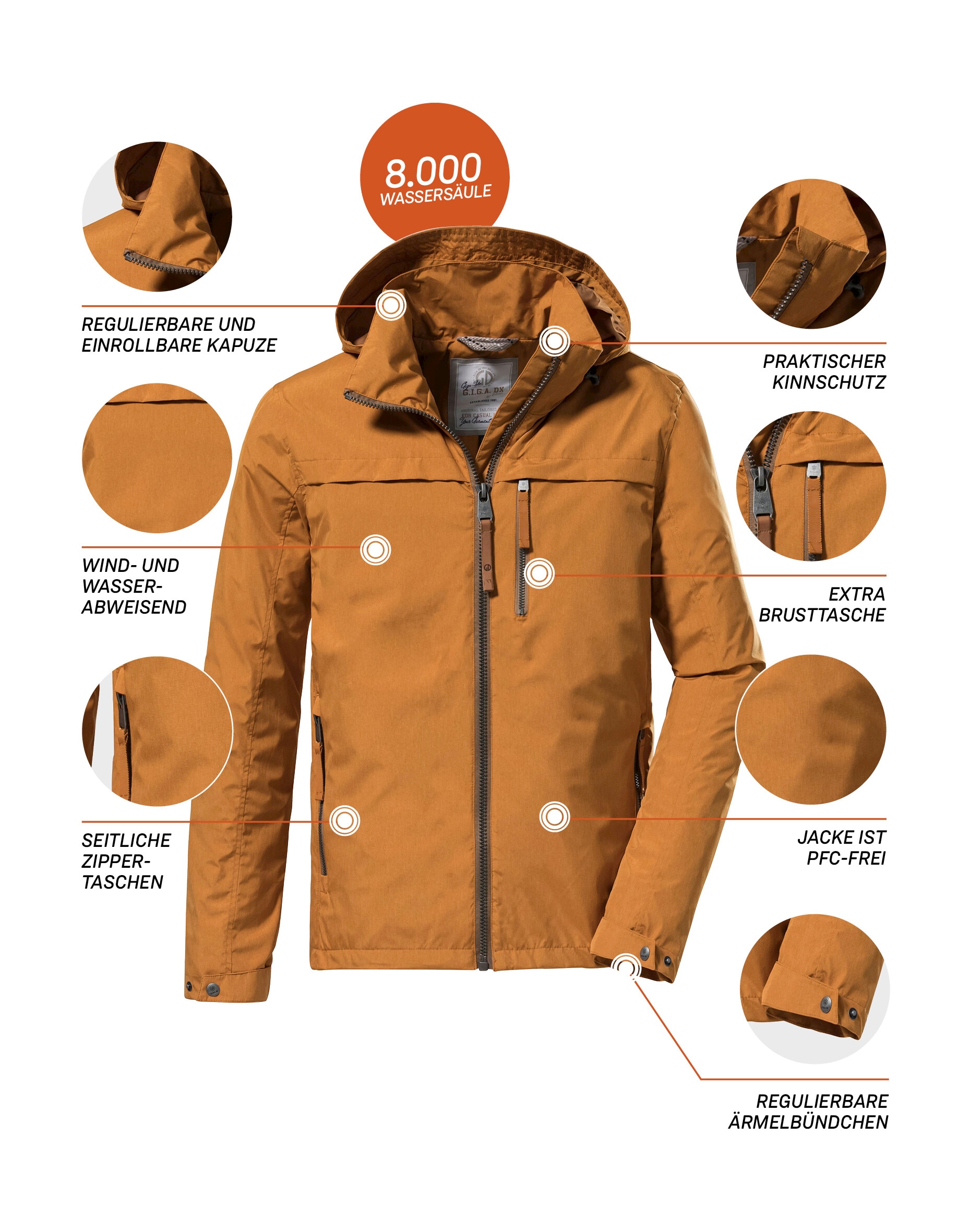 G.I.G.A. DX by killtec Funktionsjacke »GS 12 MN JCKT«, Wasserabweisende, winddichte Herrenjacke mit verstellbarer Kapuze