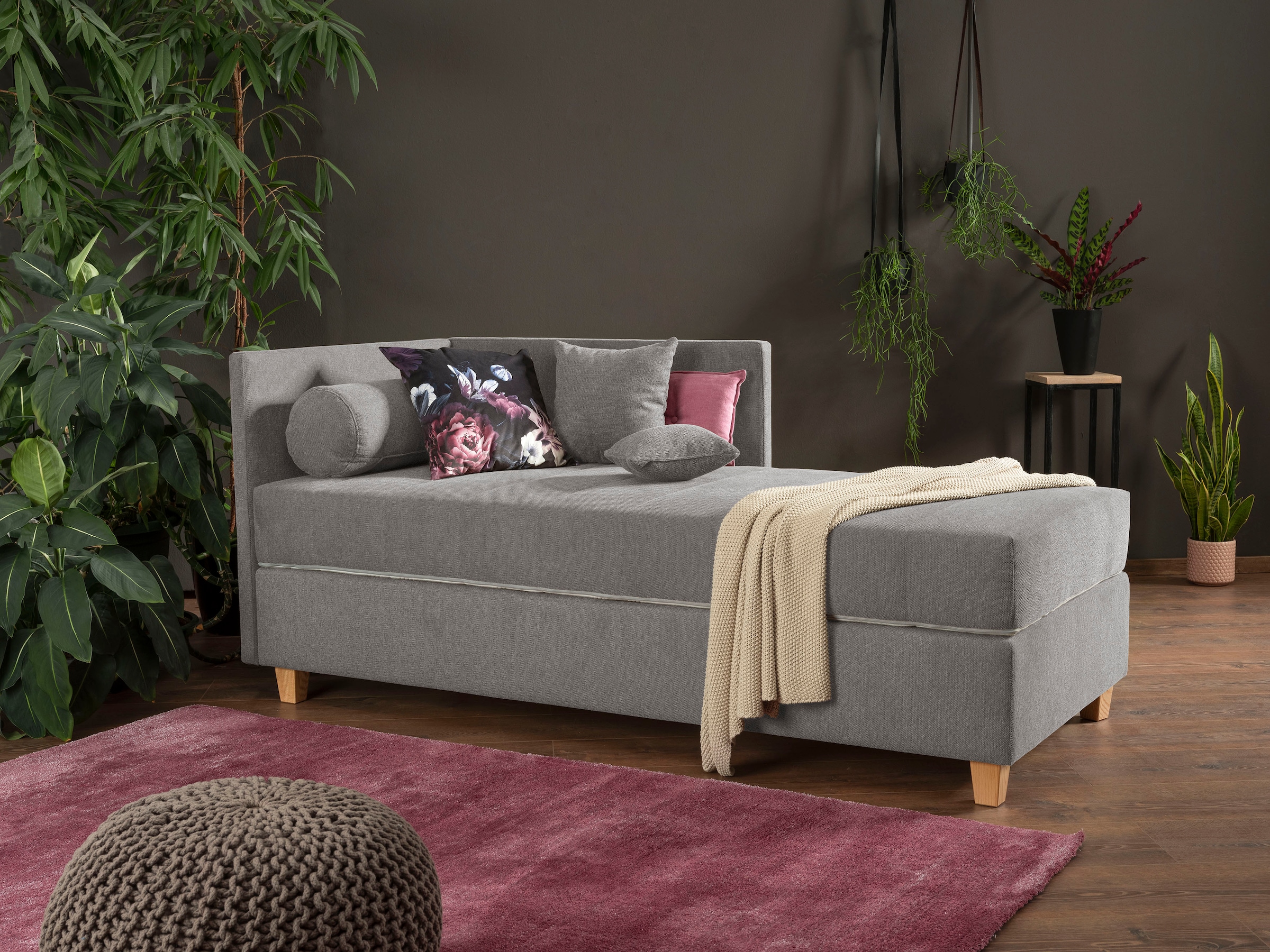 alina Schlafsofa »Kona«, 7-Zonen Taschenfederkernmatratze, Zierkissen-Set und Schlummerrollen
