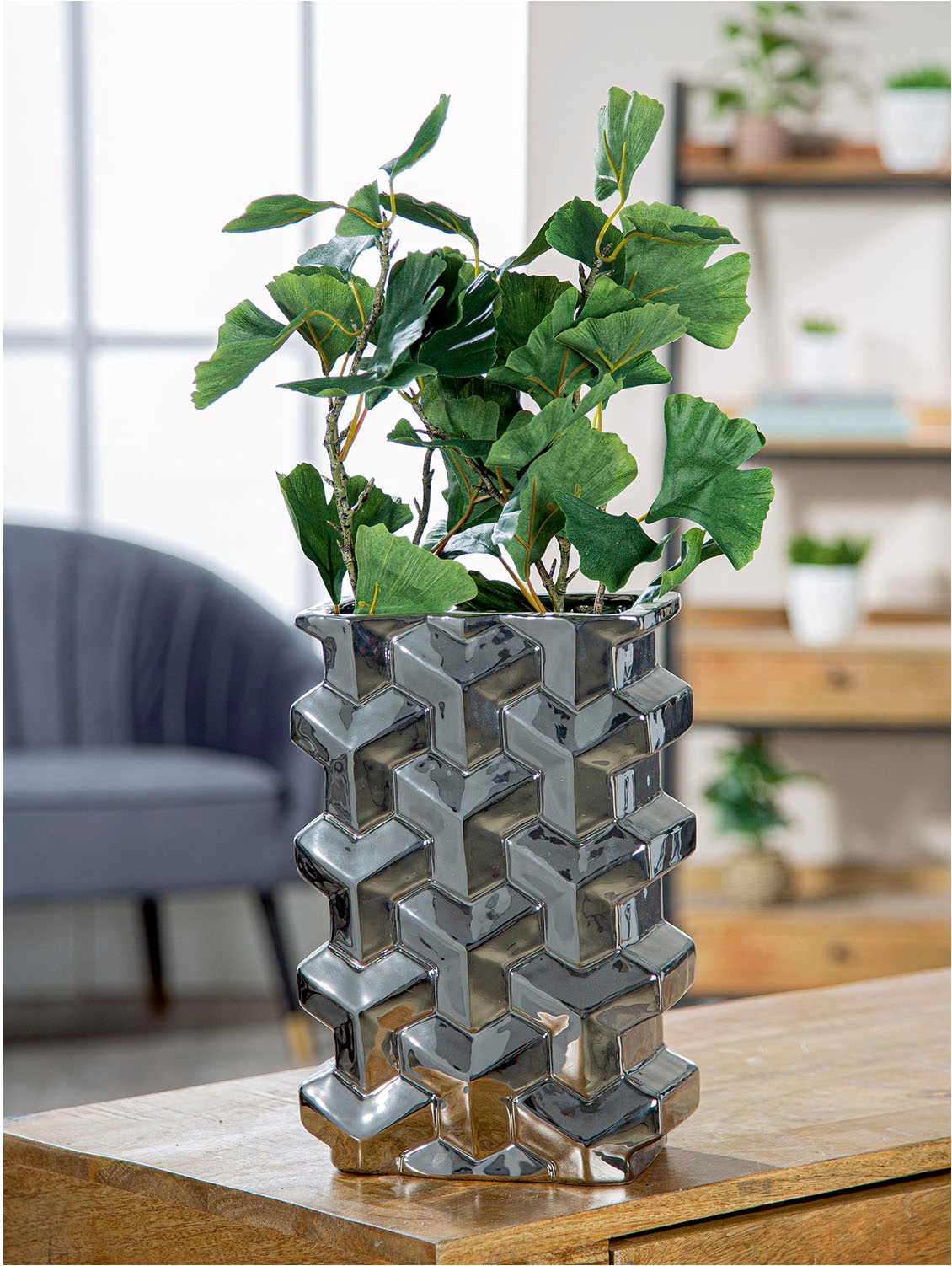 GILDE Tischvase "Vase rechteckig Apollo silberfarben H. 30 cm", (1 St.) günstig online kaufen