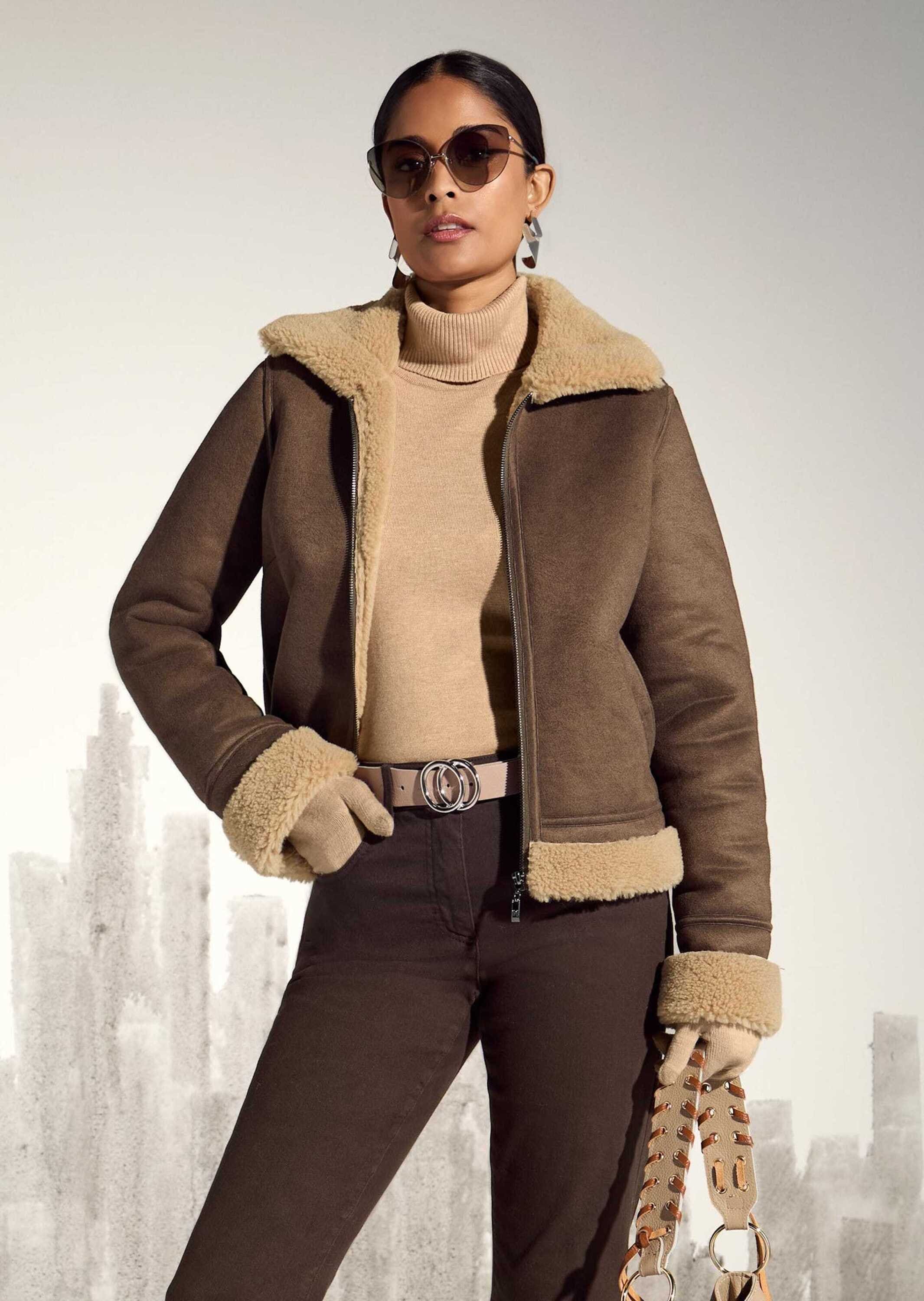MADELEINE Kurzjacke »Jacke Aviatorjacke mit Teddyfell«