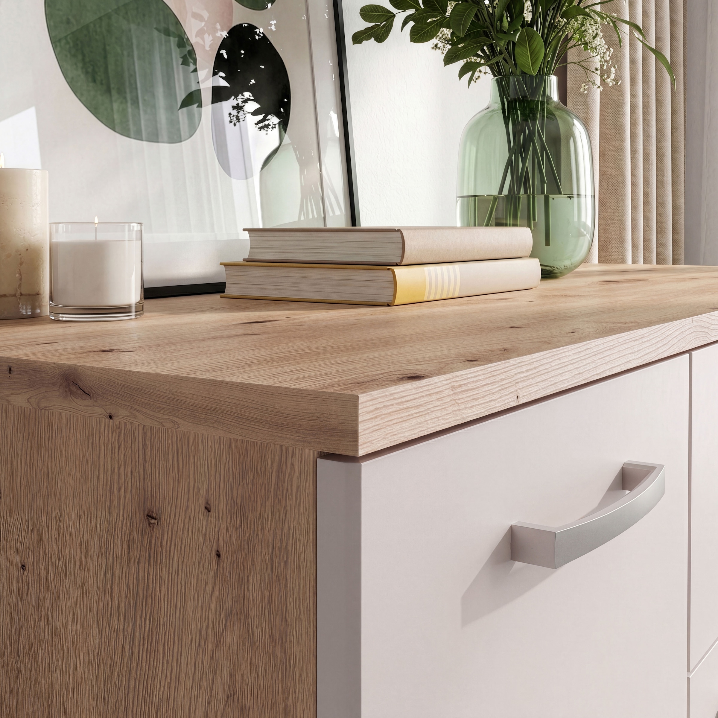 FORTE Kommode »Kombikommode, Stauraum, Einlegeböden verstellbar« B/H/T ca.140/120/34 cm, viel Stauraum, PEFC zertifiziert