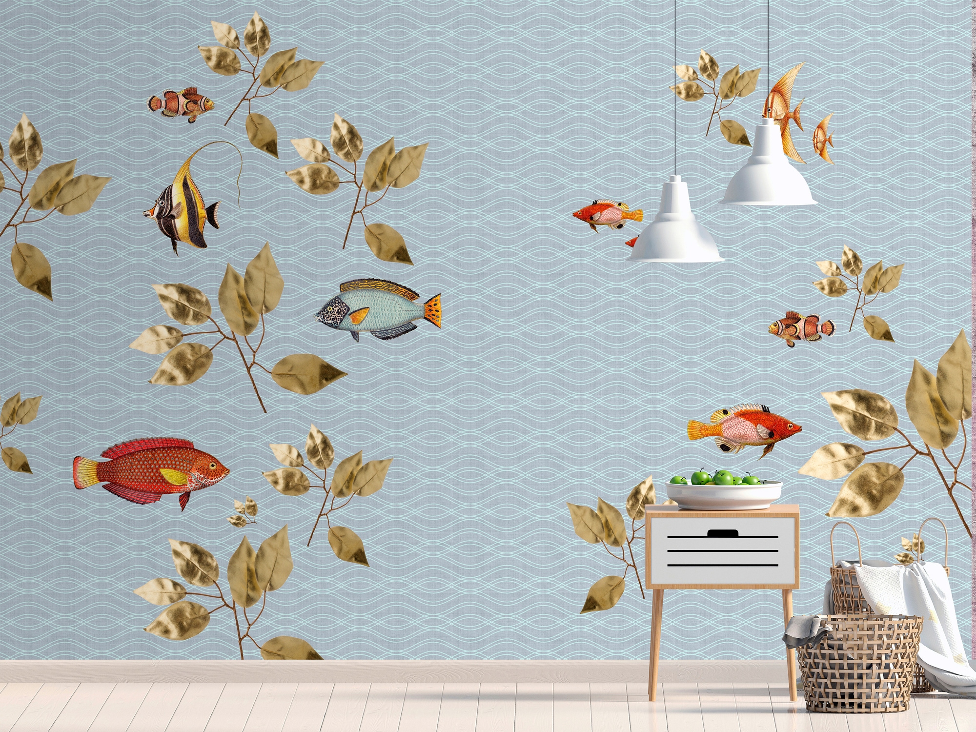 living walls Fototapete »Walls by Patel Brilliant Fish 1«, Vlies, Wand, Schräge