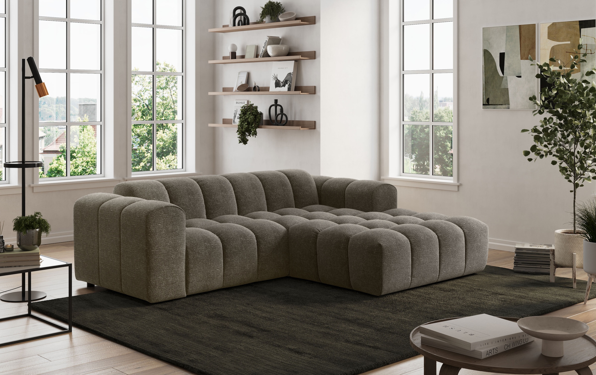 COTTA Ecksofa "Rocco L-Form, B: 248 cm, modernes Bubble-Sofa, großzügiger Sitzkomfort" Wohnlandschaft-Charakter, frei stellbar, modernes Design