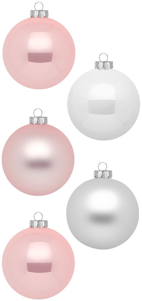 MAGIC by Inge Weihnachtsbaumkugel »Noble Rose, Weihnachtsdeko, Christbaumschmuck«, (Set, 46 St.), Christbaumkugeln aus Glas, 45 Kugeln Ø ca. 4-6 cm, inkl. Spitze 28 cm