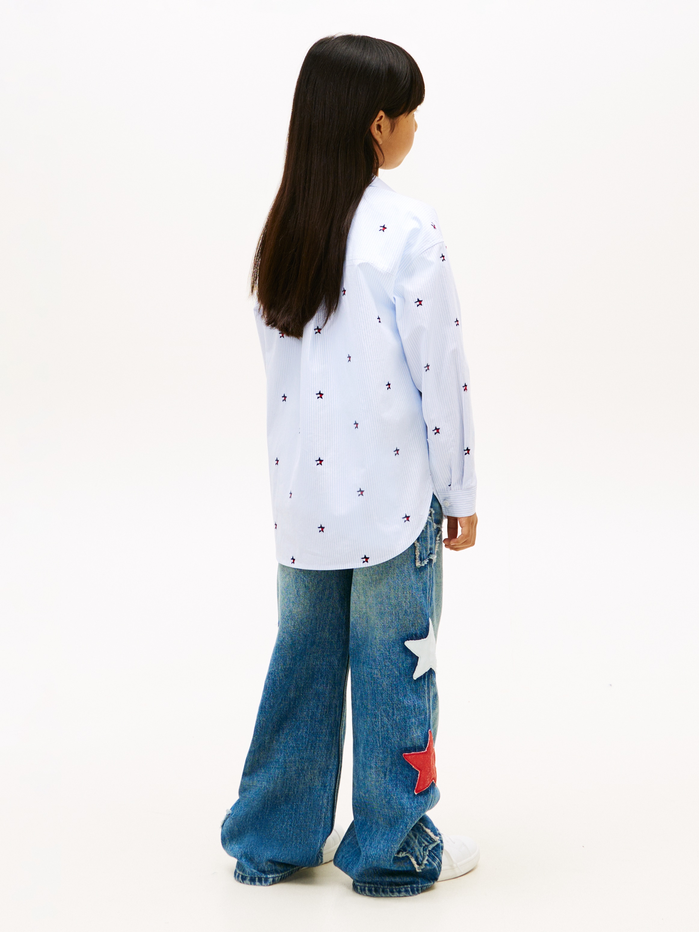 Tommy Hilfiger Hemdbluse »STRIPED STAR SHIRT LONG SLEEVE« Kinder bis 16 Jahre, mit Stickereien