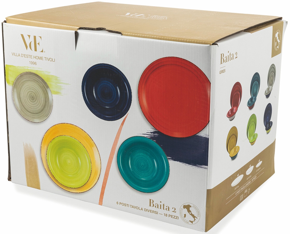 Villa d'Este Teller-Set »Geschirr-Set Baita 2«, (Set, 18 tlg.), Service, Tafelservice, 18 Teile, für 6 Personen