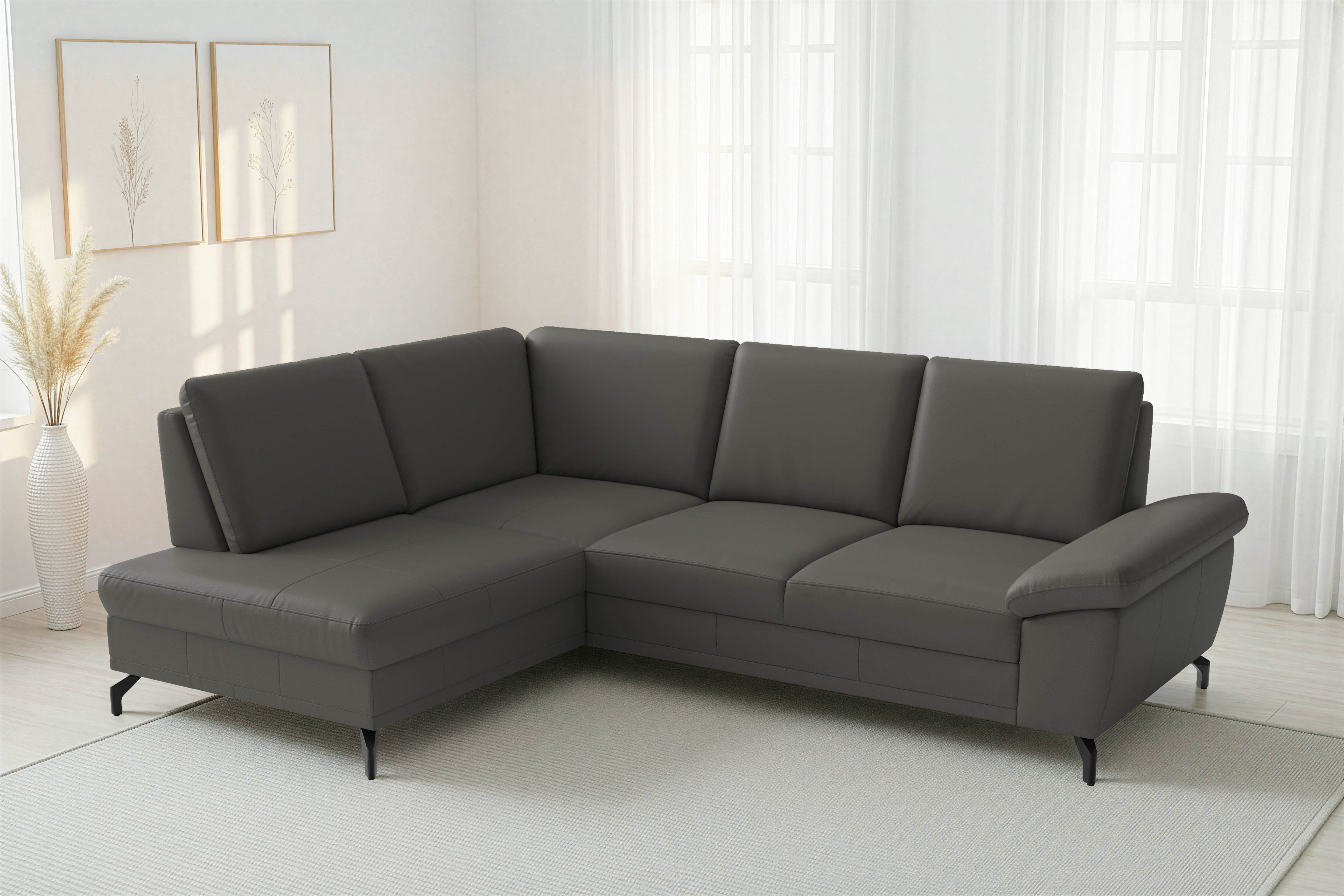 sit&more Ecksofa "Chelsea L-Form, B: 249 cm, Armteil- & Sitztiefenverstellung, Leder" optional mit Schlaffunktion und Bettkasten