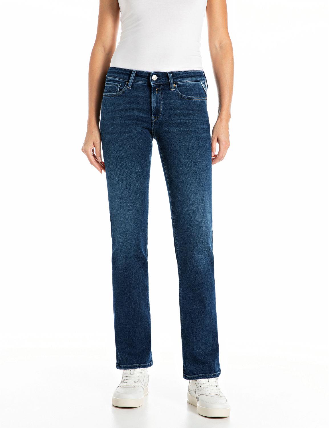 Replay Bootcut-Jeans "NEW LUZ" mit gesticktem R an der Gesäßtasche