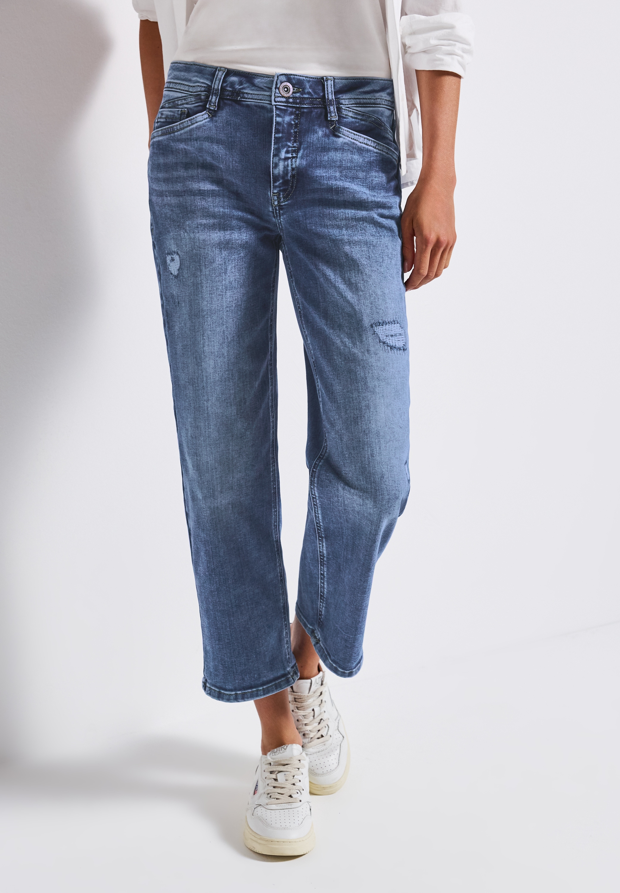 STREET ONE Straight-Jeans "Style Straight Leg", Destroyed Jeans günstig online kaufen