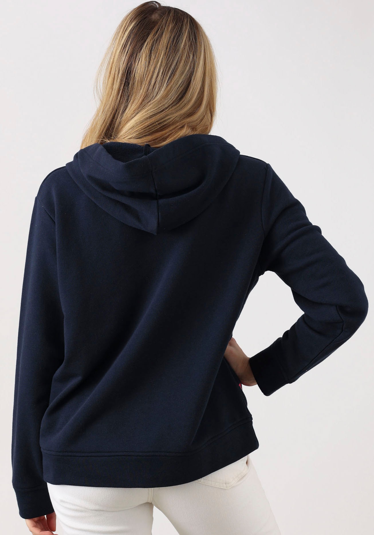 Zwillingsherz Sweatshirt »Smile«, breite Bänder, V-Ausschnitt, Details in neonfarben, Kapuze, Langarm