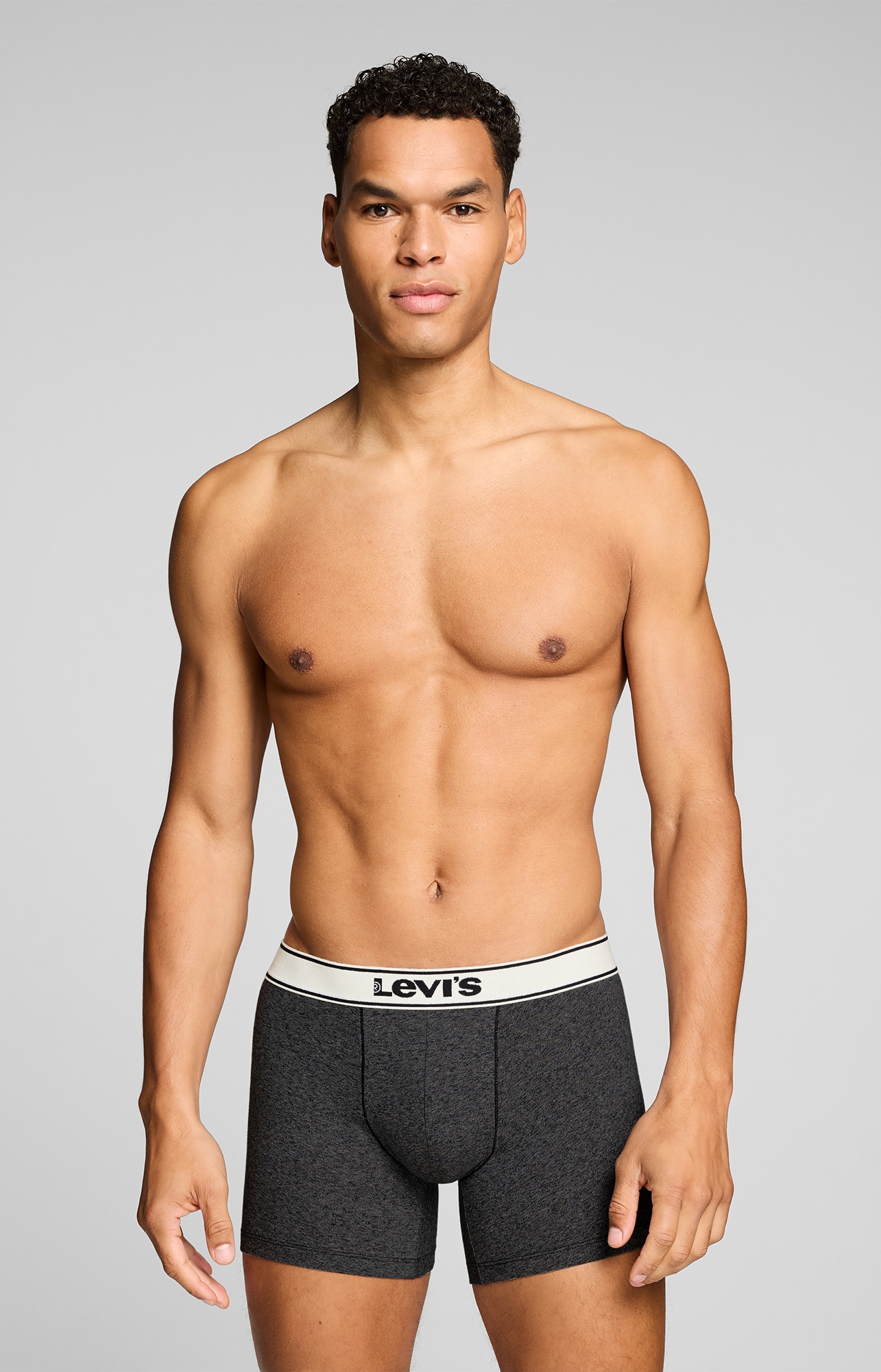 Levi's® Boxer »LEVIS MEN VNTG HTR BOXER BRIEF 2P« 2er Pack,  ohne Eingriff, uni, meliert, Logo-Bund, elastisch