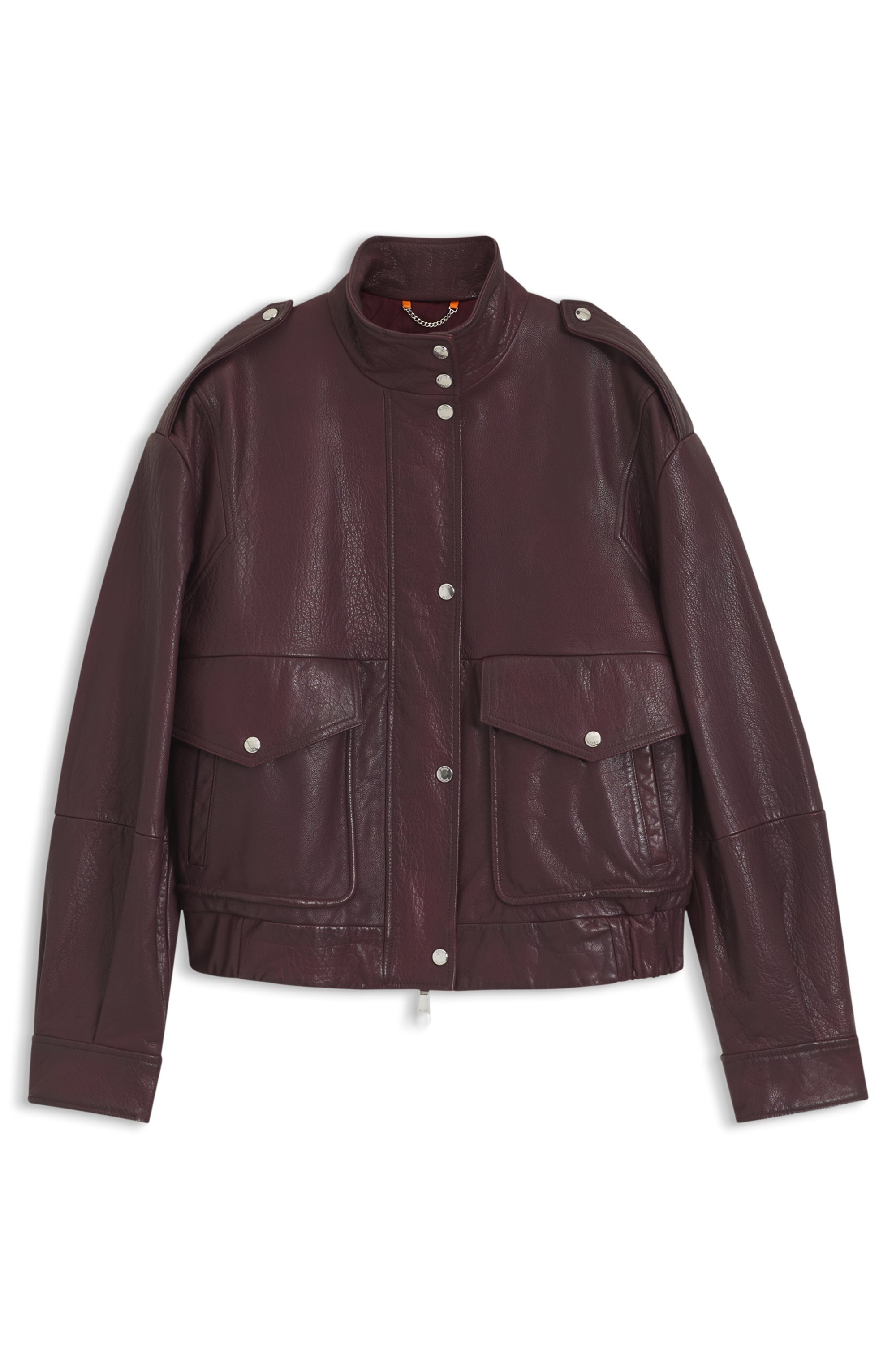 BOSS ORANGE Lederjacke »Sabea Premium Damenmode« mit Stehkragen, Relaxed Fit