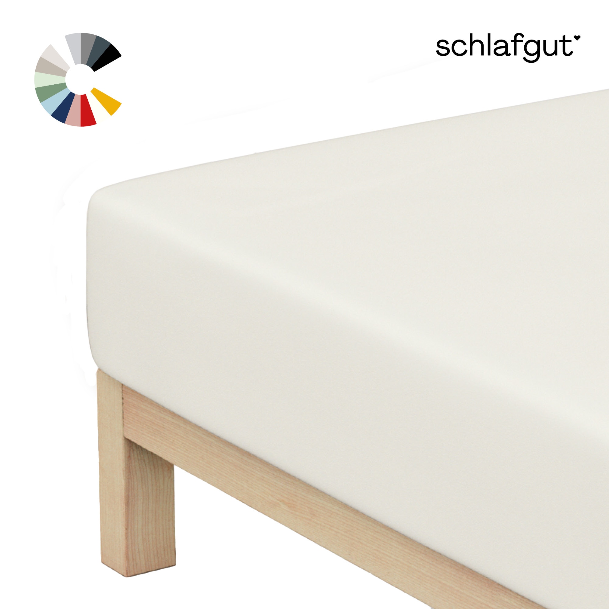 Schlafgut Spannbettlaken "Basic Cotton Bettlaken, 160 g/m², 100% Baumwolle, Spannbetttuch" Spannbettlaken bis 20 cm Matratzenhöhe, bügelfrei und pflegeleicht