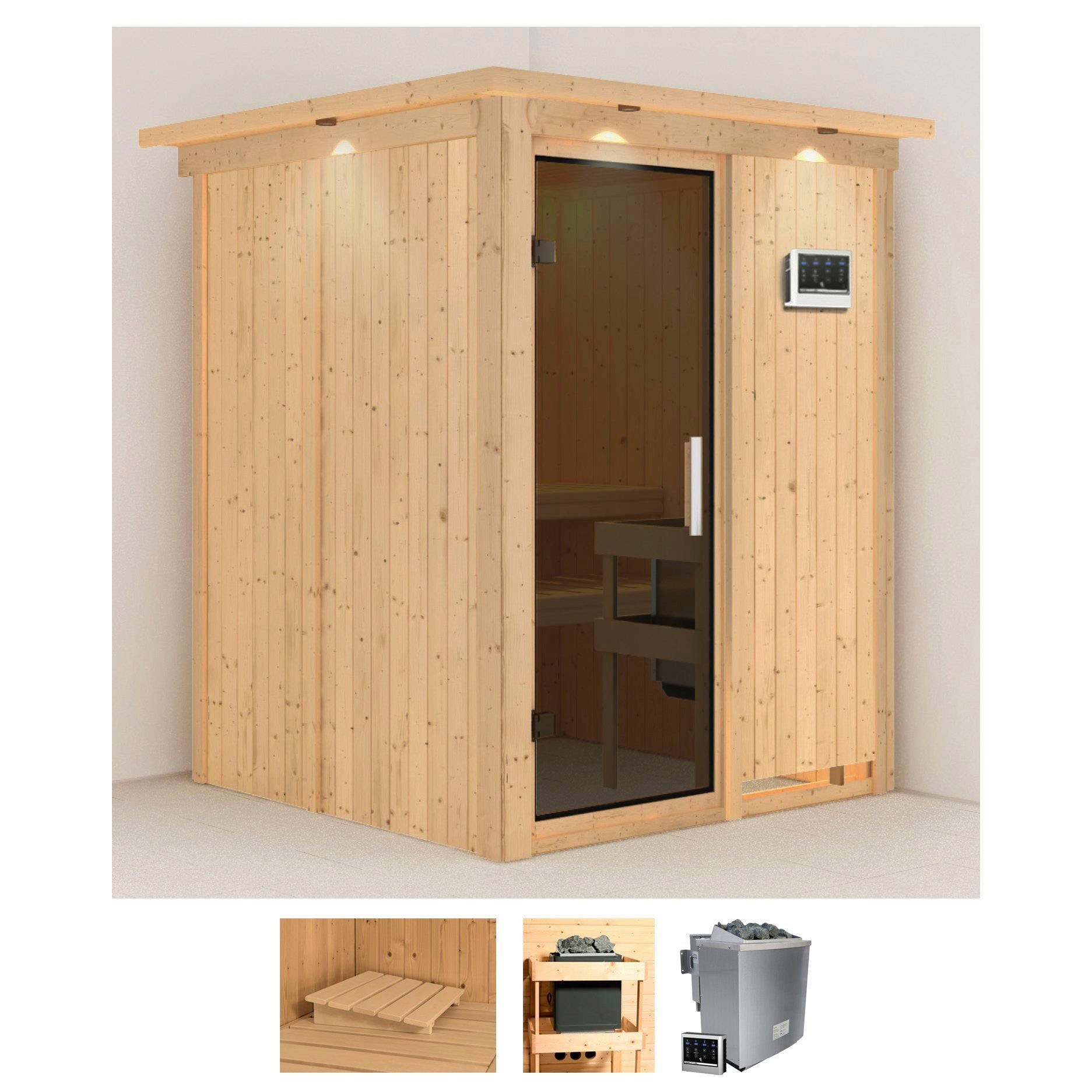 Karibu Sauna »Norin«, 9 KW-Bio-Ofen mit externer Steuerung