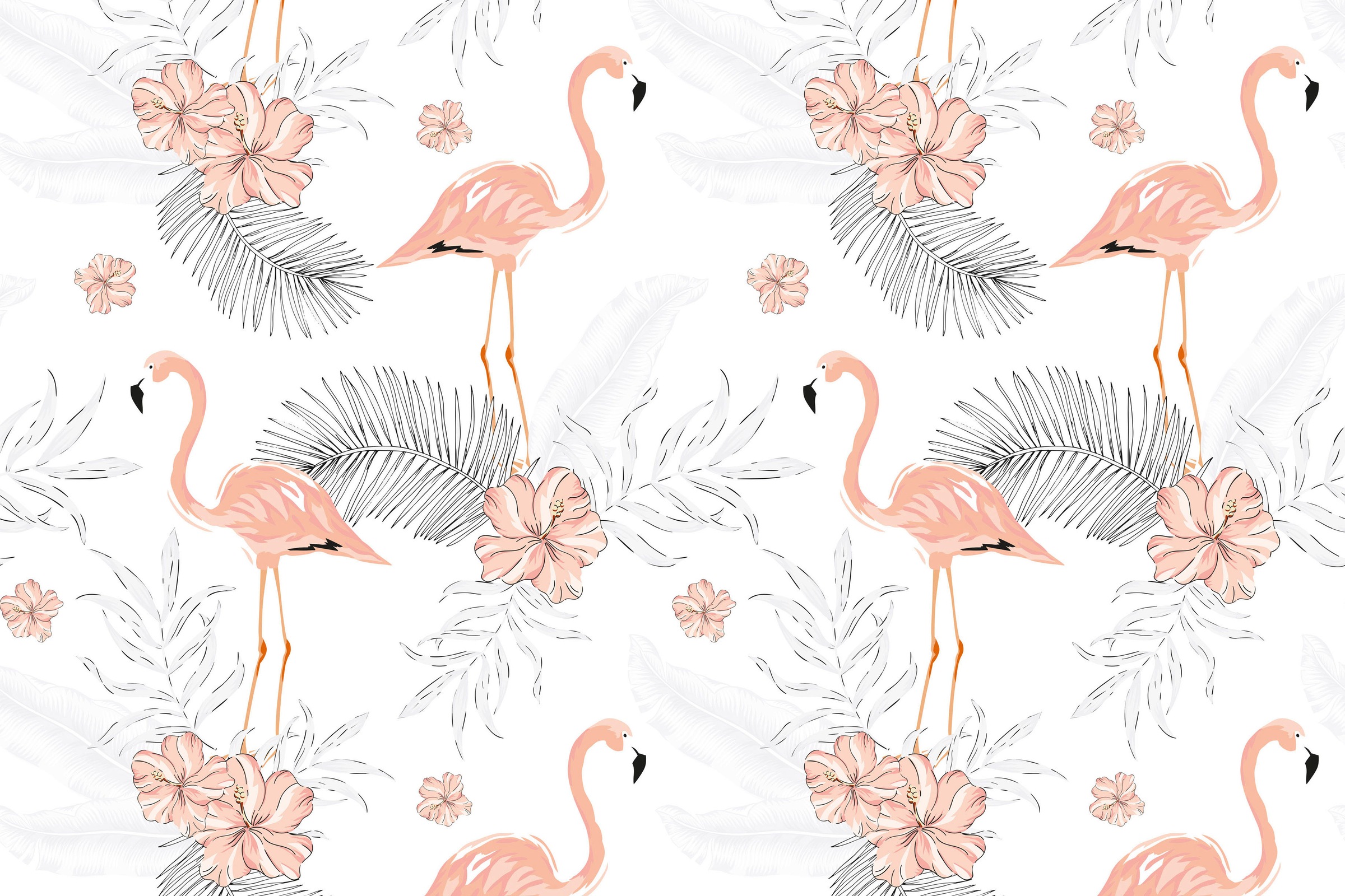 A.S. Création Leinwandbild »Tropical Vibes«, Kunst-Blumen-Kinder, (1 St.), Palmenblätter Flamingo Keilrahmen Leinwand-Bild Wohnzimmer modern Wand