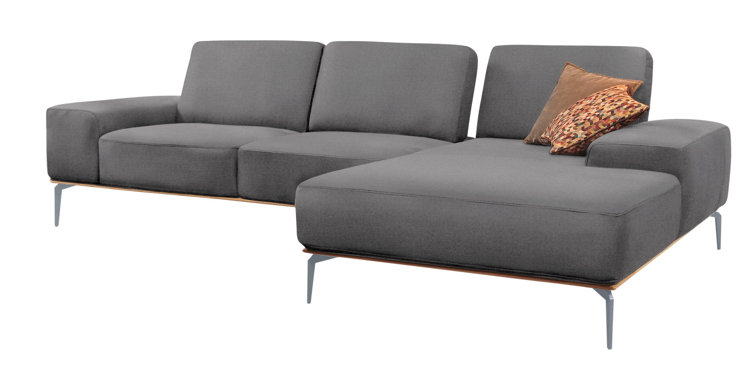 W.SCHILLIG Ecksofa »run, Designsofa mit tollem Sitzkomfort, bequem, L-Form«, mit elegantem Holzsockel, Füße in Silber matt, Breite 319 cm