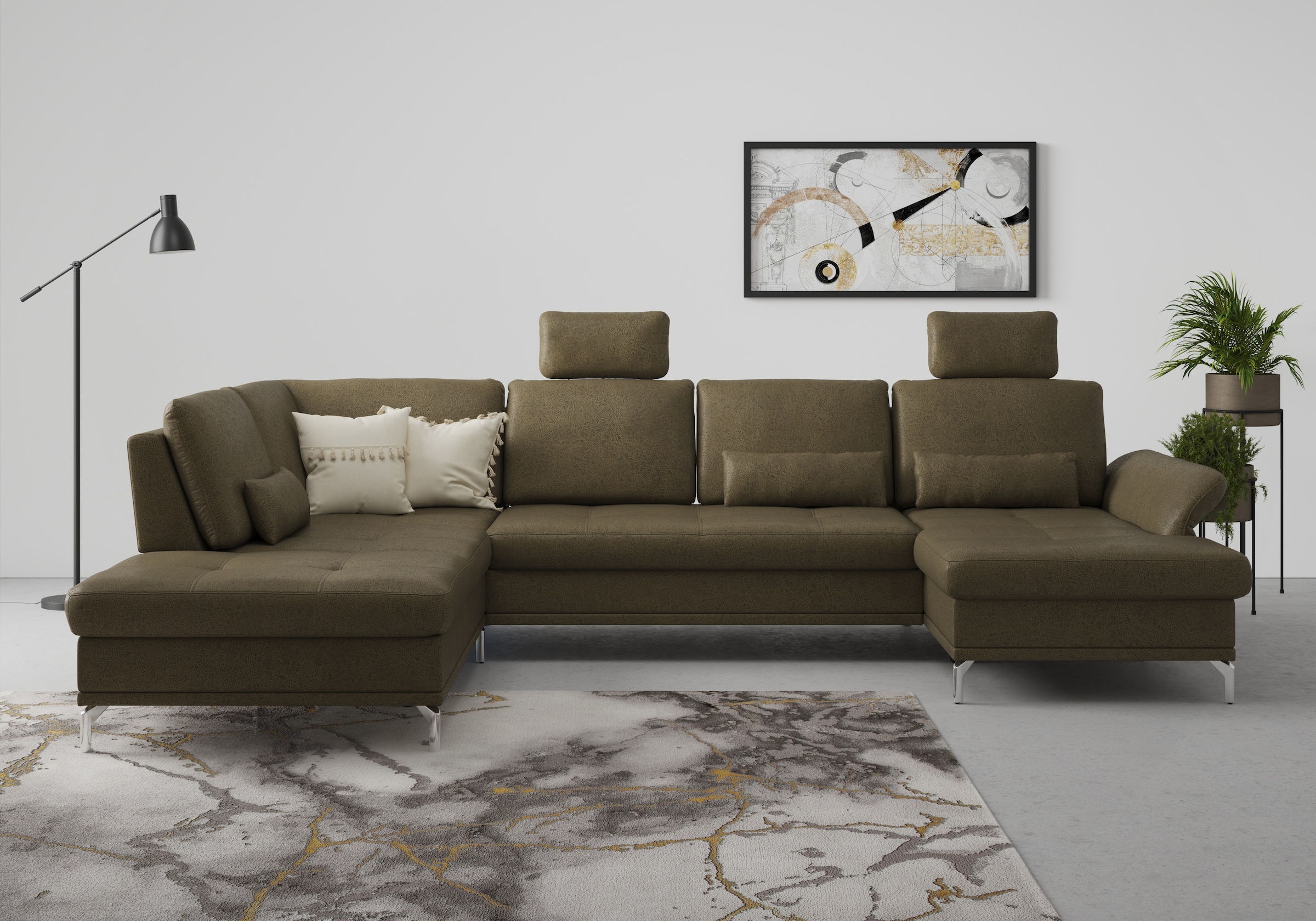 Home affaire Wohnlandschaft "Palm Beach U-Form" Federkern, mit Sitztiefenve günstig online kaufen