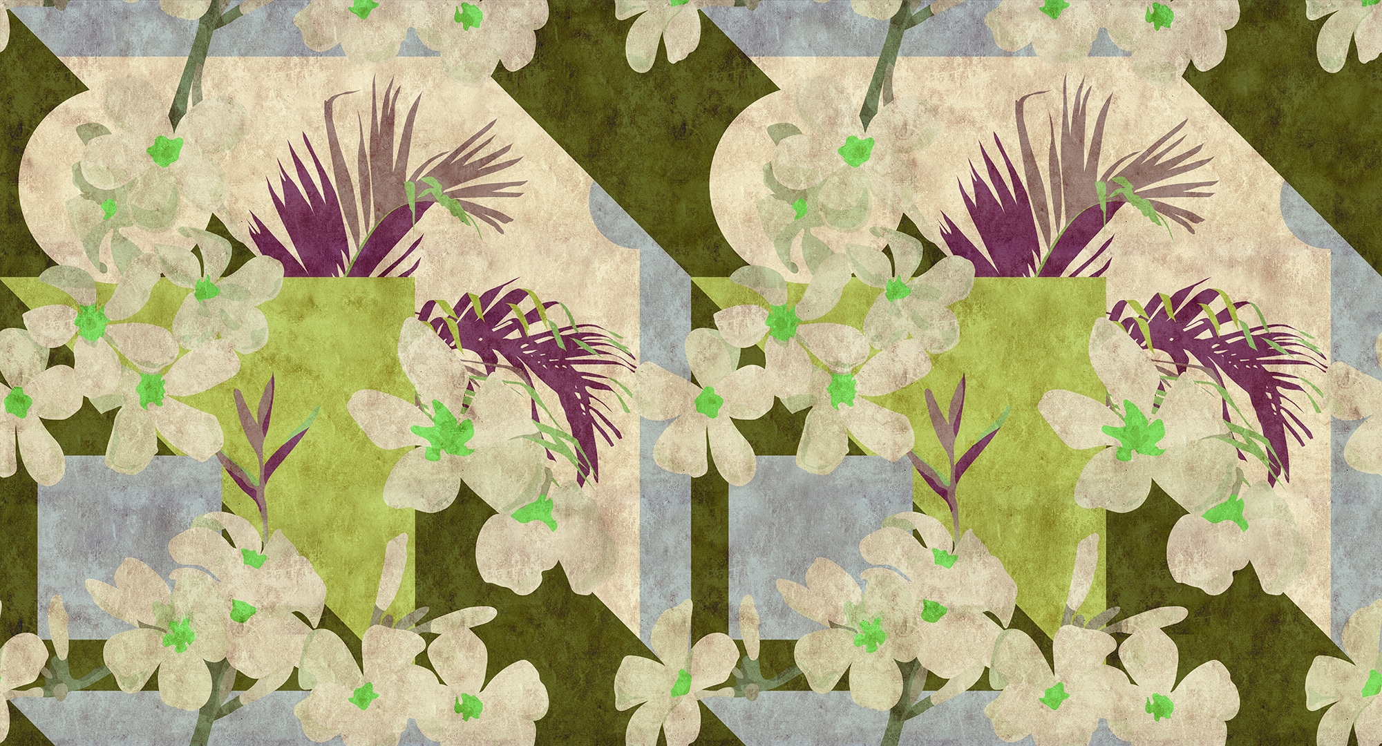 living walls Fototapete "Walls by Patel Vintage Bloom 1" glatt Vlies, Wand, günstig online kaufen