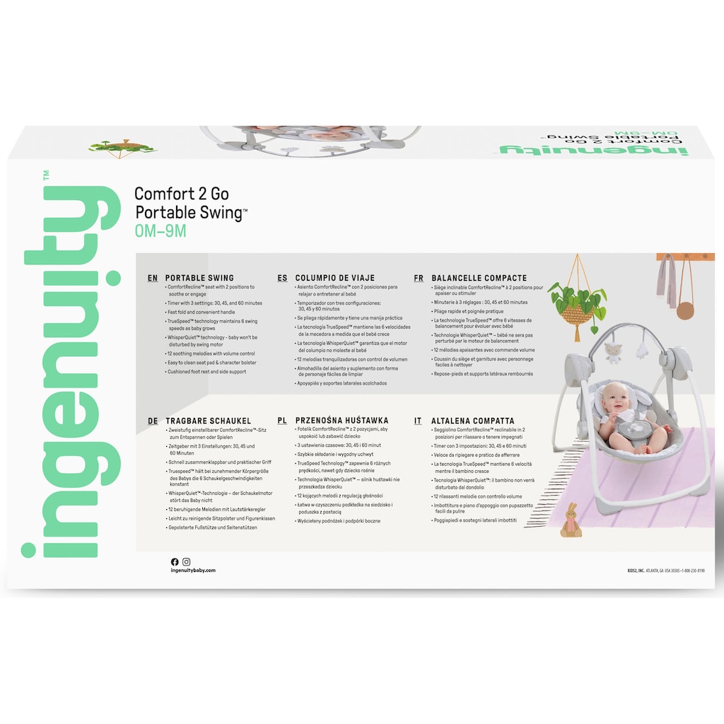 ingenuity Babyschaukel »Comfort 2 Go, Cuddle Lamb«, bis 9 kg, tragbar