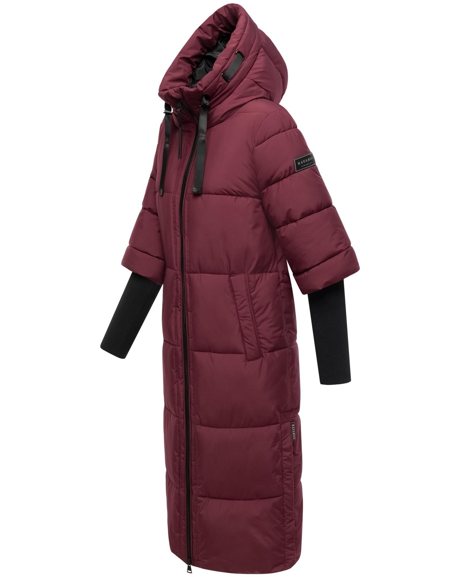 Navahoo Steppmantel "Ciao Miau XIV" Langer Wintermantel mit Rippstrickärmel günstig online kaufen