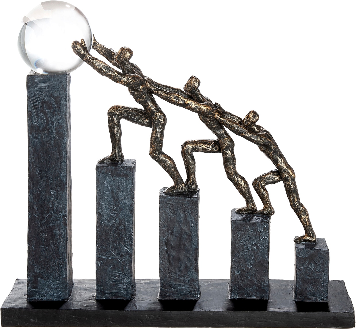 GILDE Skulptur "Skulptur Teamwork bronzefarben" Gemeinschaft Zusammenhalt Partnerschaft Symbolkraft Motivation