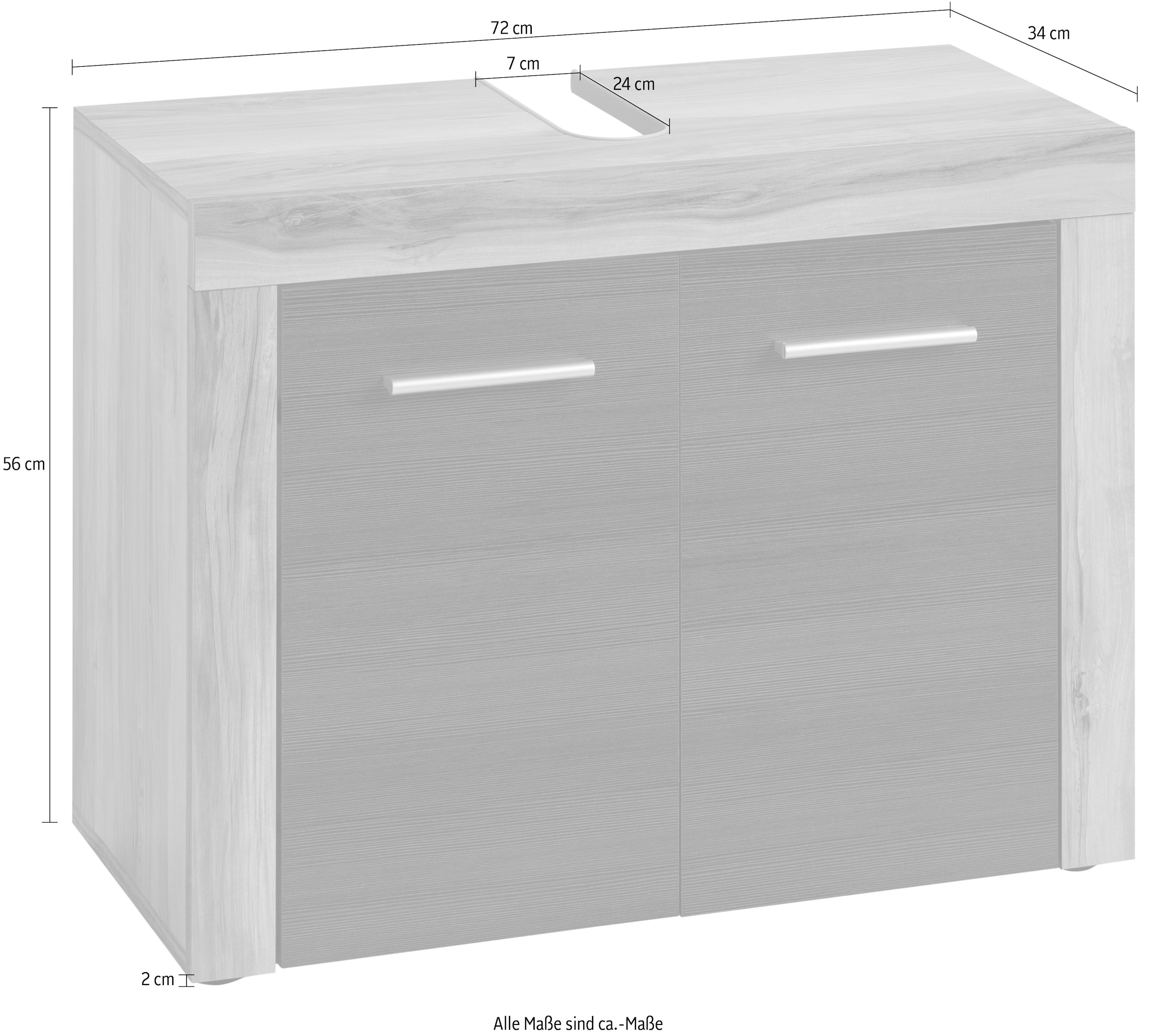 trendteam Waschbeckenunterschrank »Carcassonne«, mit Rahmenoptik in  Holztönen, Höhe 56 cm | BAUR