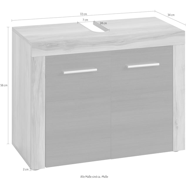 trendteam Waschbeckenunterschrank »Carcassonne«, mit Rahmenoptik in  Holztönen, Höhe 56 cm | BAUR