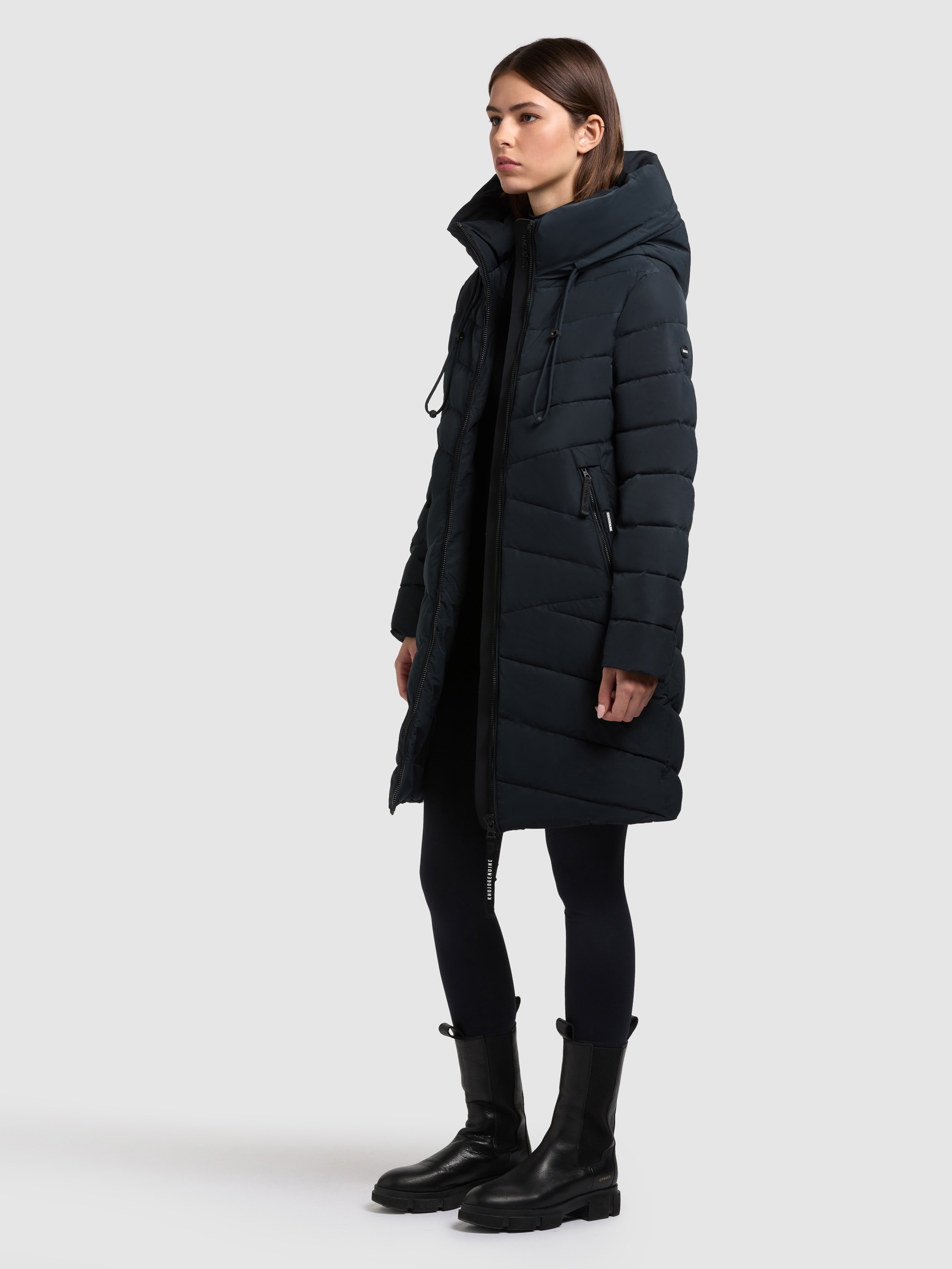 Steppmantel KHUJO "LAIO 2IN1 (EINSATZ HERAUSNEHMBAR)", Damen, Gr. M, port blau, 100% Polyester, unifarben, eingesetzt Rippstrickbündchen mit Windstopper, Mäntel Steppmantel