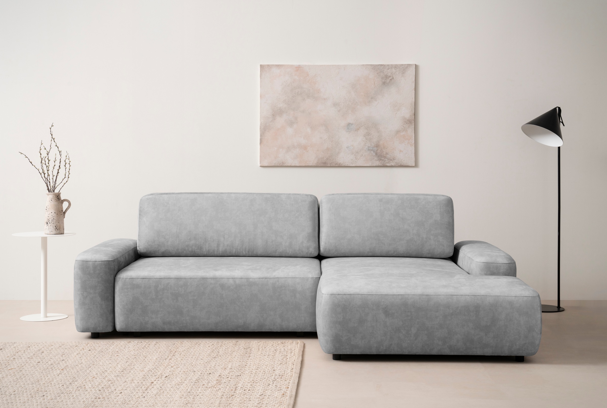 INOSIGN Ecksofa »TORGE (264cm), Schlafsofa in Cord, Samtvelours o Struktur fein, L-Form«, Schlaffunktion, Bettkasten, Liegefläche: 125/210 cm