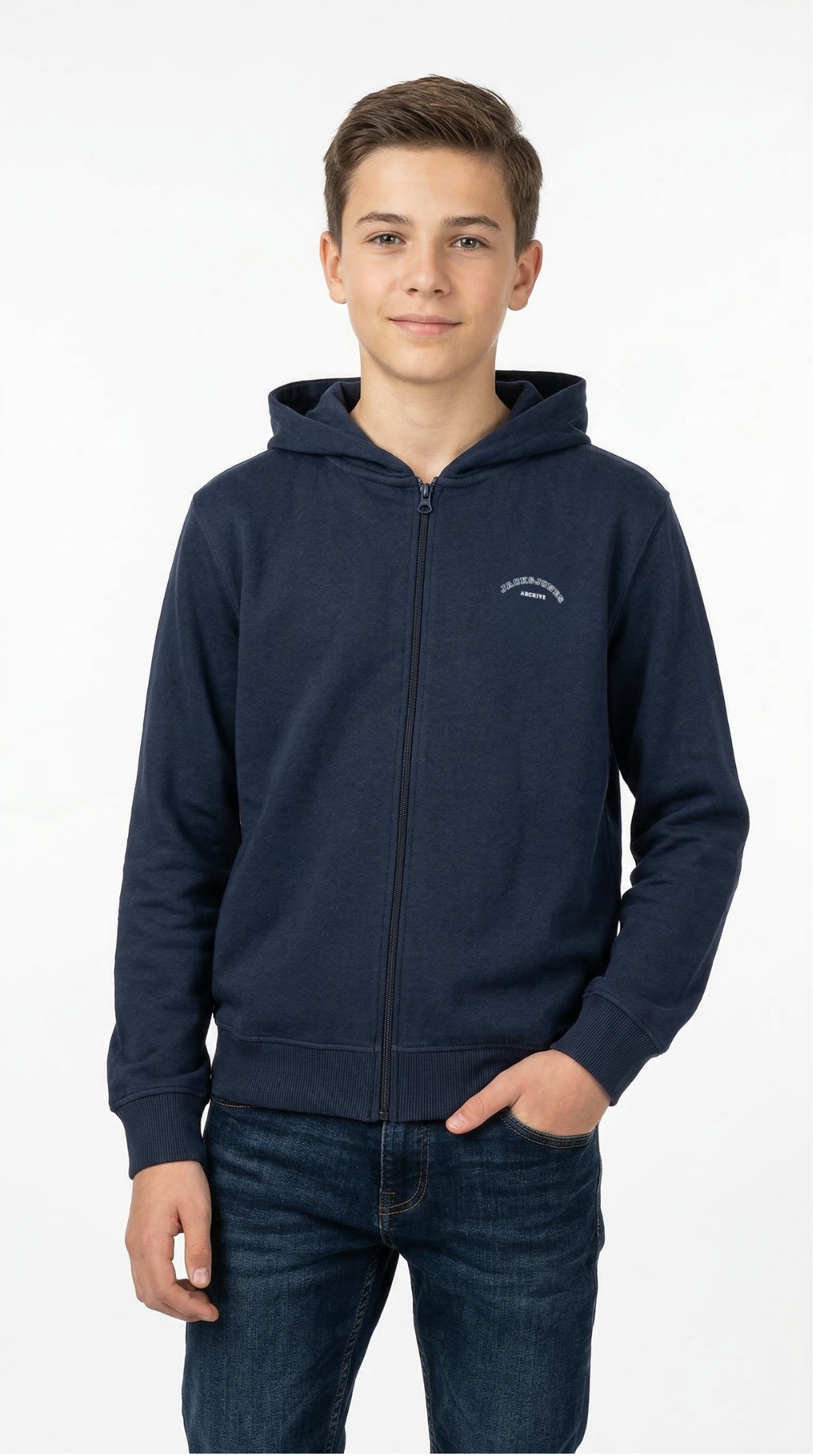 Jack & Jones Junior Kapuzensweatjacke »JJCOLLEGE LOGO SWEAT ZIP HOOD JNR« mit Logoprint