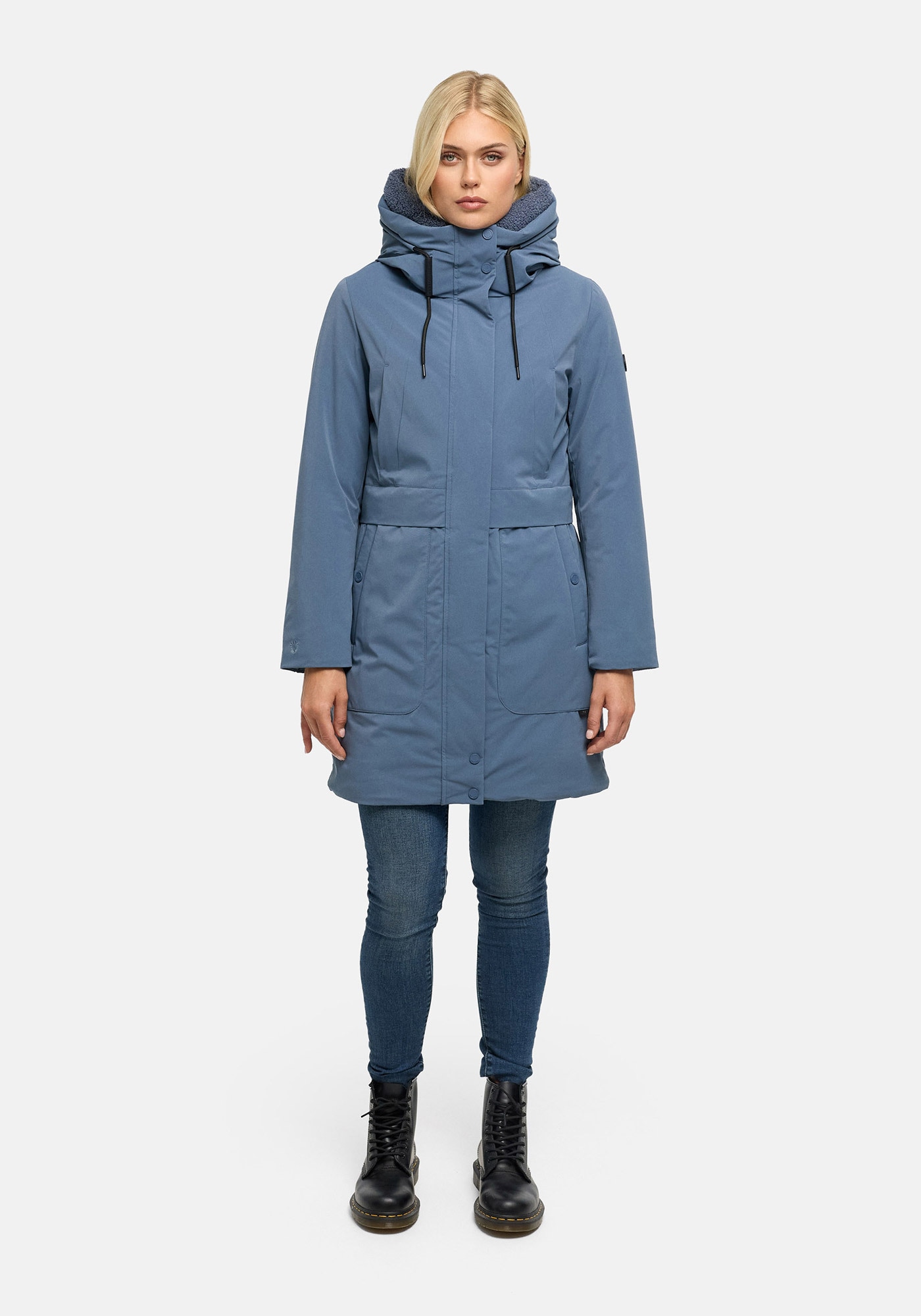Marikoo Parka "Pakaami" mit Kapuze Winterparka mit Kapuze, Teddyfutter, aufgesetzten Taschen