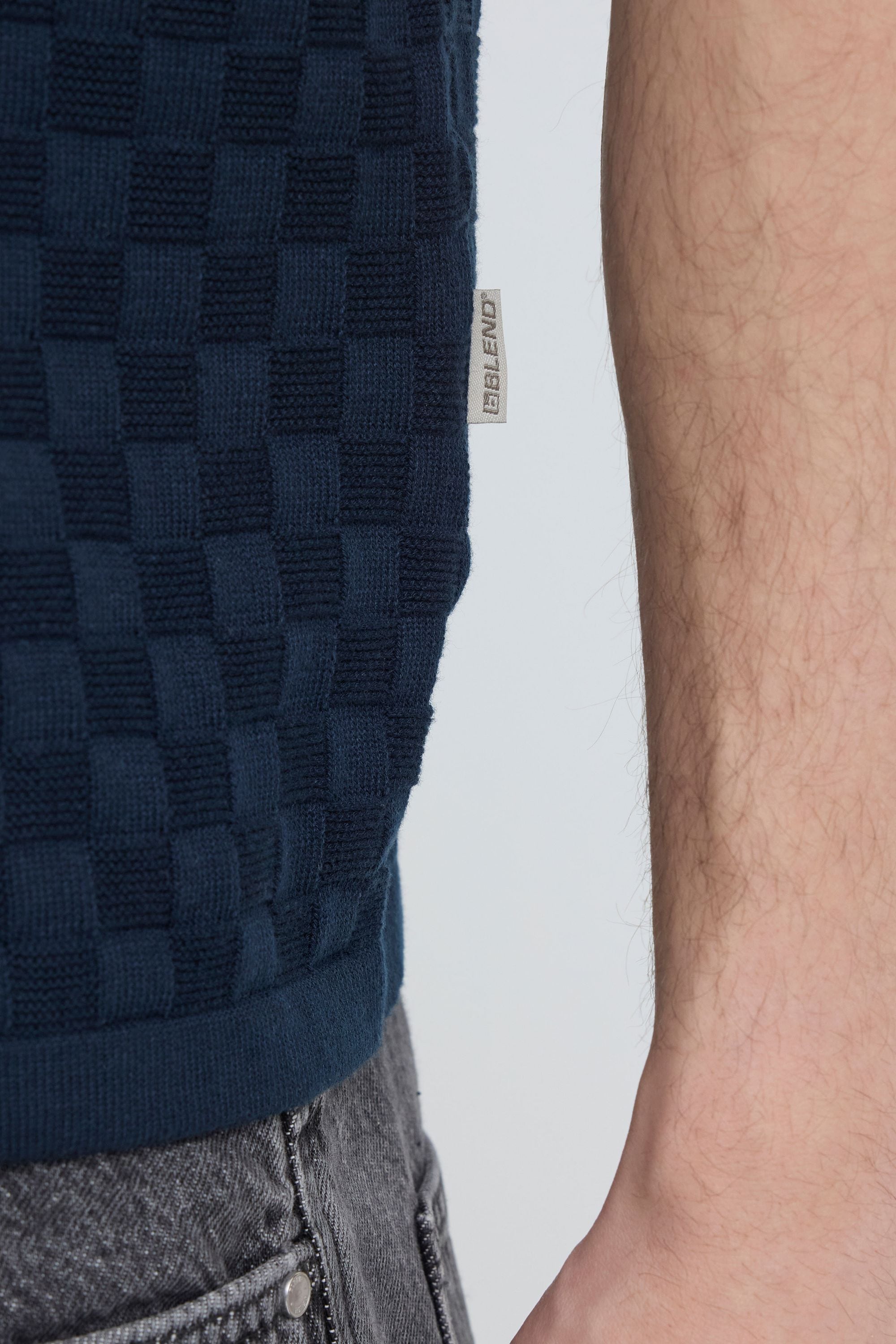 Blend Kurzarmhemd »BHDeven« Kariertes Feinstrick-Polohemd mit Karomuster