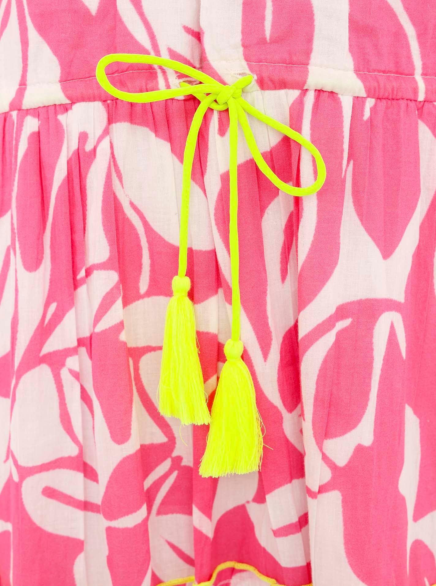 Zwillingsherz Sommerkleid »"Blätter Zweifarbig"«, mit Tasseln und kontrastfarbigen Details