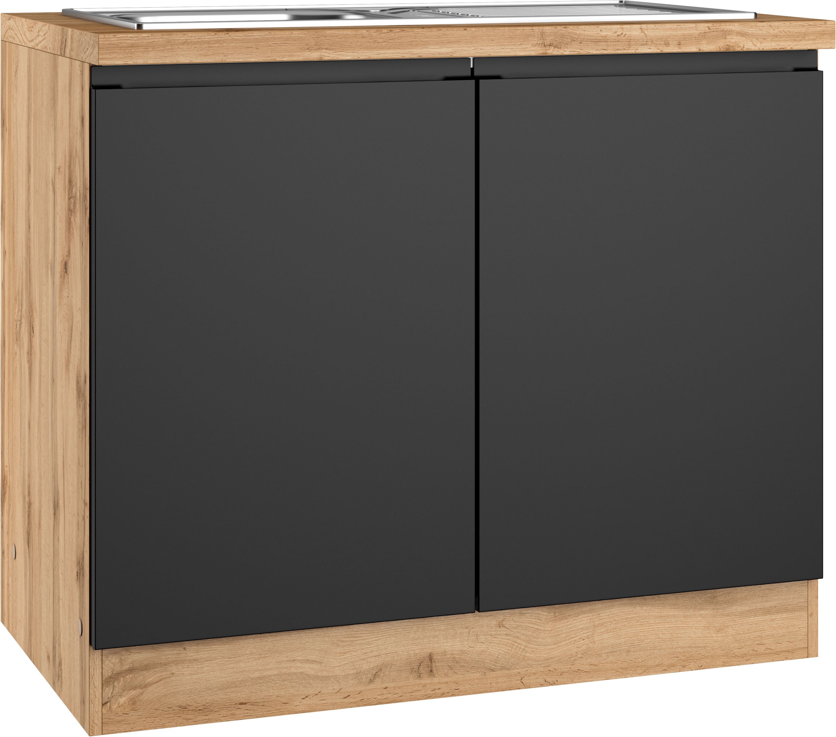 KOCHSTATION 1100000002199 "KS-Virginia,neu in verbesserter Ausführung" Stauraum, Softclose, ohne Armatur, Breite 100 cm, inklusive Einbauspüle, Soft-Close