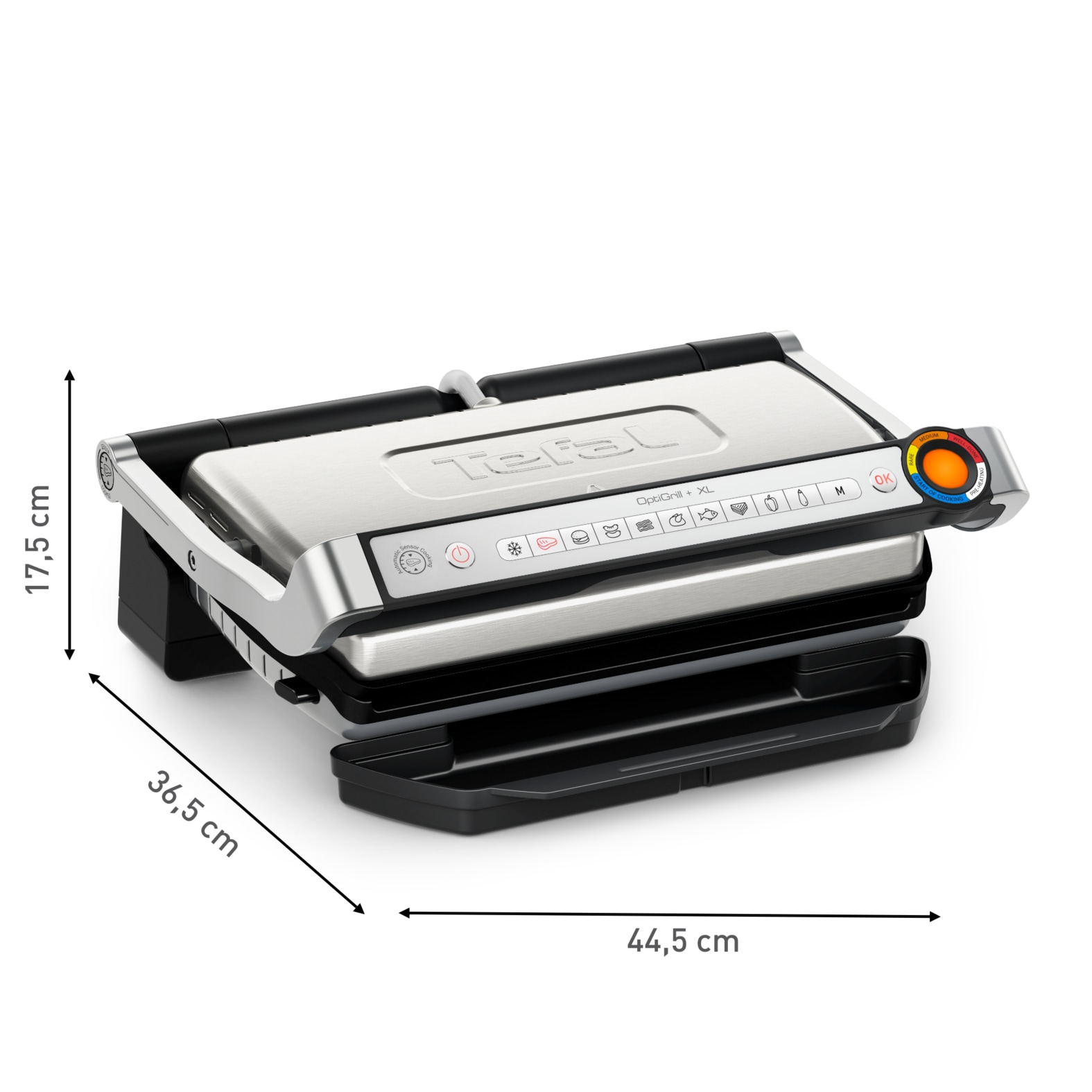 Tefal Kontaktgrill »OptiGrill + XL, erneuerte Kochstufenanzeige, 9 automatische Programme«, 2000 W, manuelles Programm, spülmaschinengeeignete Platten GC727D