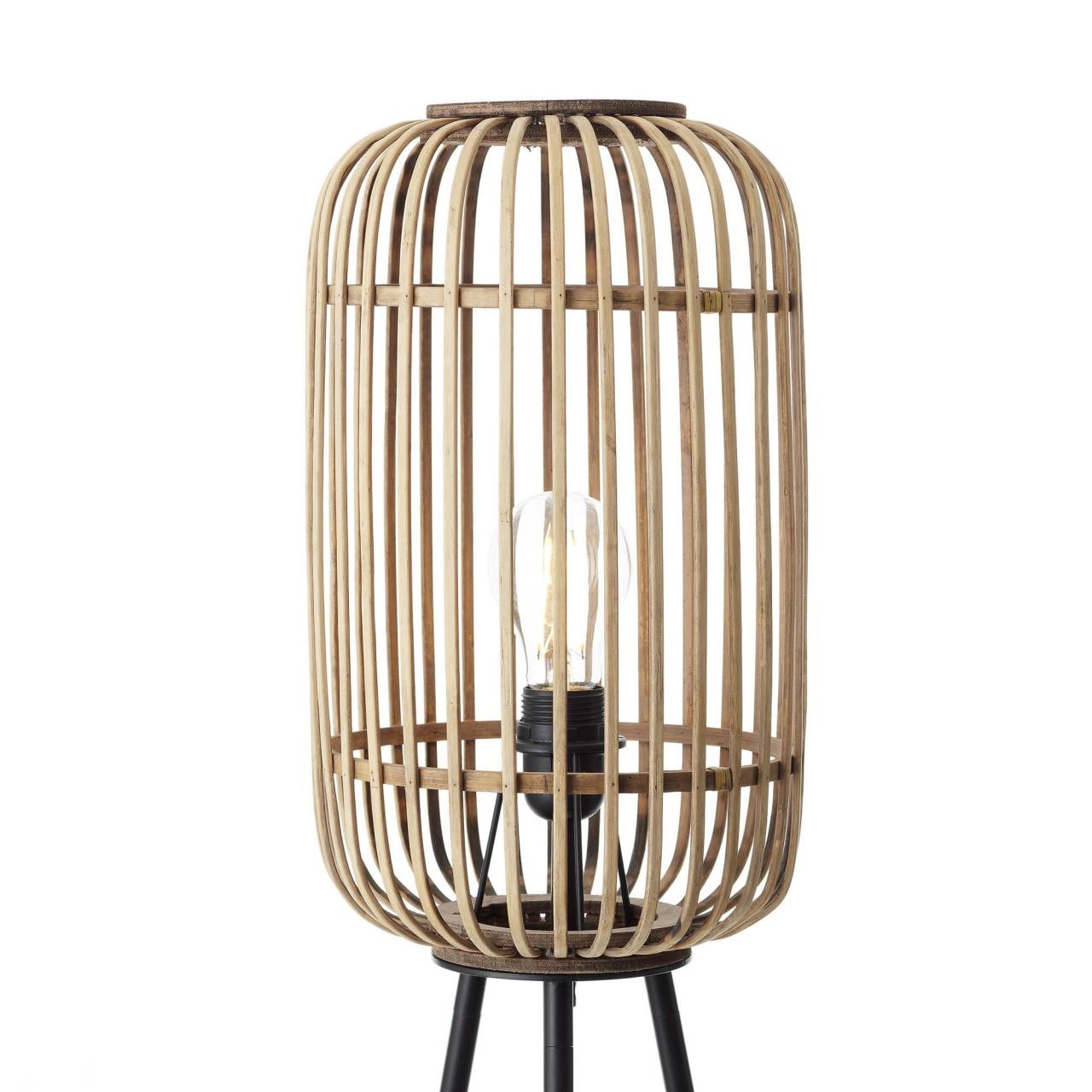 Brilliant Stehlampe »Woodrow«, 1 flammig, Leuchtmittel E27 | ohne Leuchtmittel, dreibeinige Bambus Lampe, 130 x 45 cm, E27, Boho-Stil