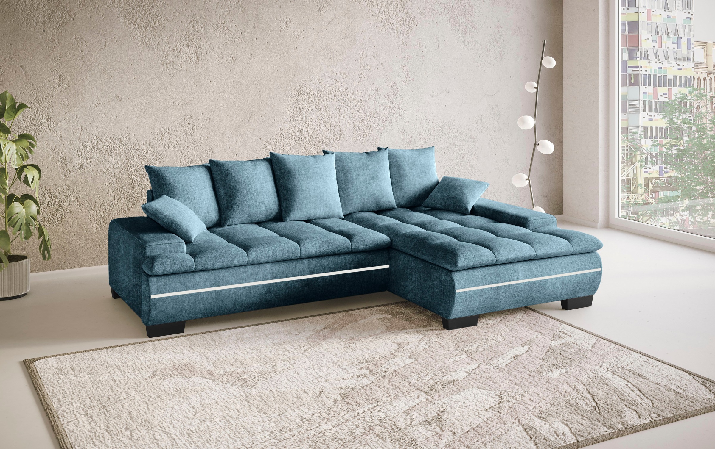 Mr. Couch Ecksofa »Haiti II, L-Form«, RGB-LED Beleuchtung, Kaltschaum, wahlweise mit Bett, Bettkasten