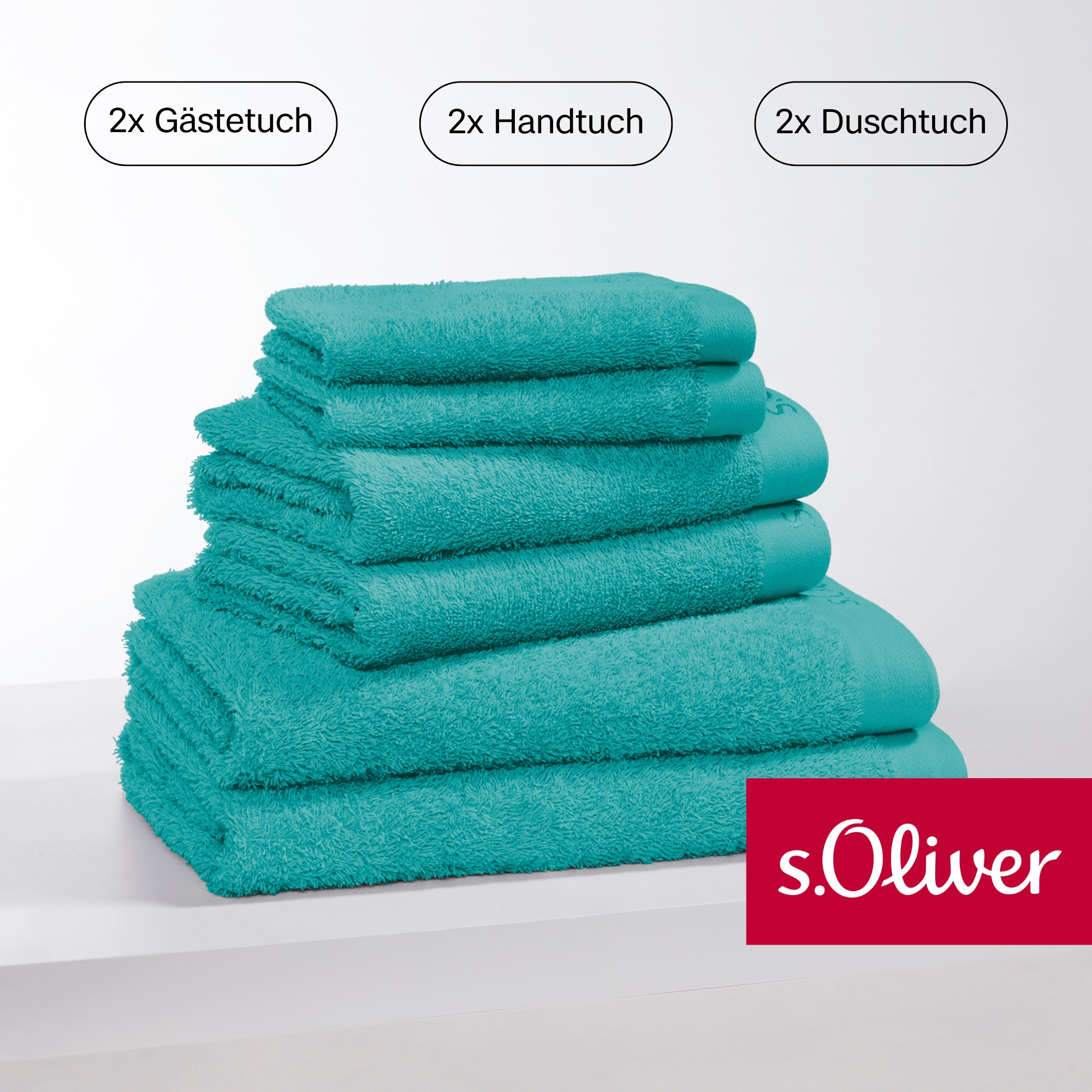 s.Oliver Handtuch Set »s. Oliver, besonders weich und saugfähig,«, (Set, 6 St., 2 Gästetücher 30x50 cm-2 Handtücher 50x100 cm-2 Duschtücher 70x140 cm), 2 Gästetücher 30x50, 2 Handtücher 50x100, 2 Duschtücher 70x140