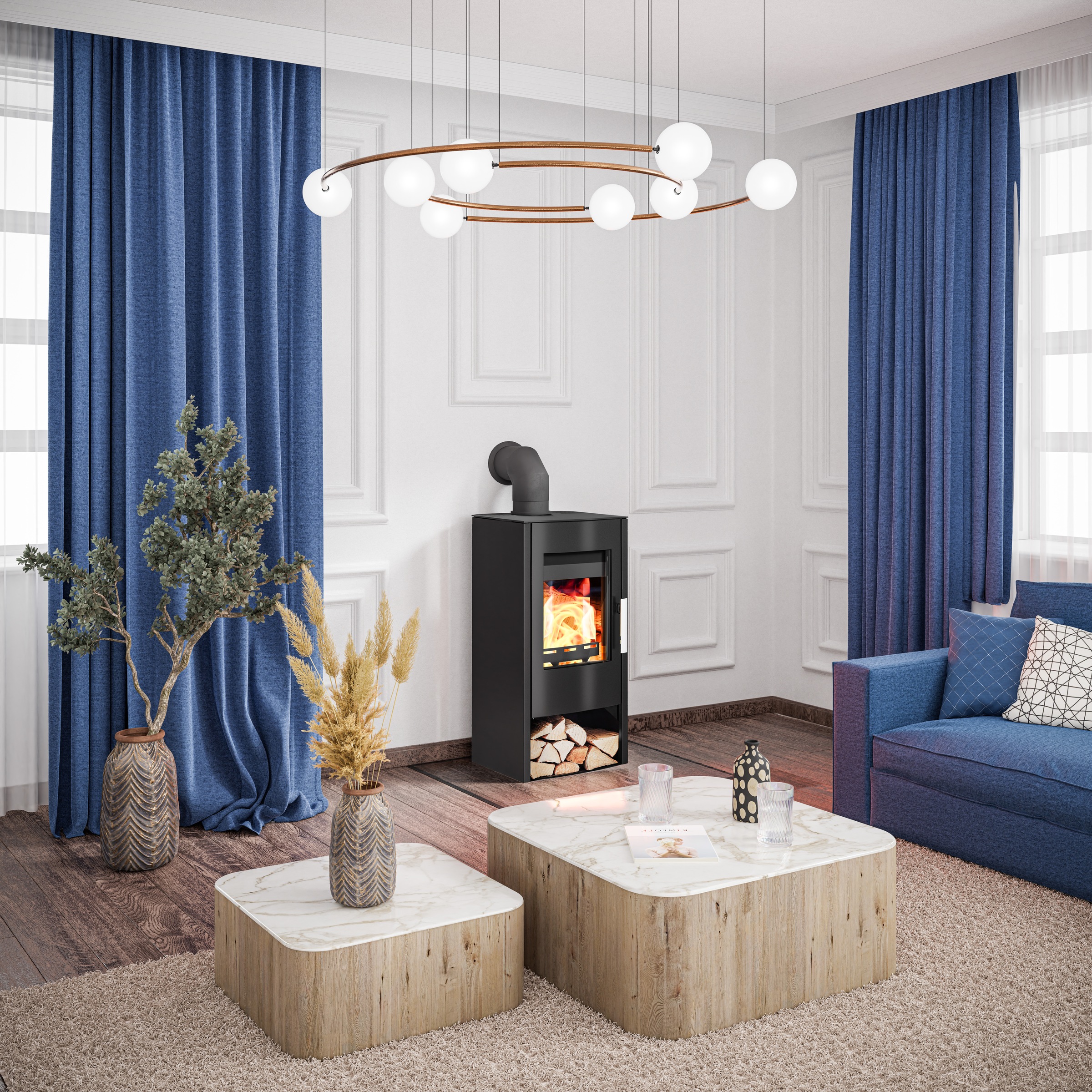 Haas + Sohn Kaminofen »RUBUS easy, Stahl, tief-schwarz, mit Holzfach«