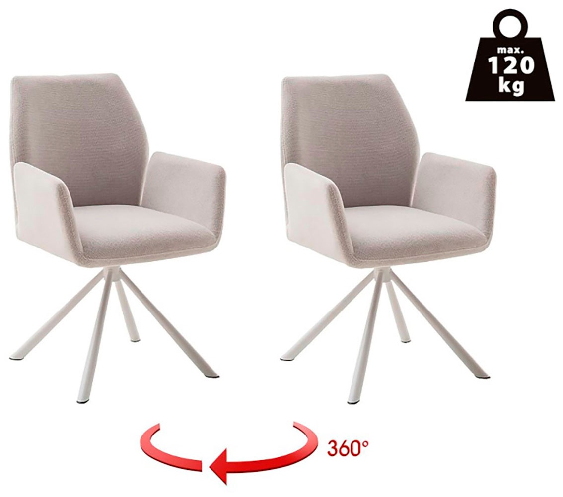 MCA furniture 4-Fußstuhl »BEVERLY«, (Set), 2 St., Chenilleoptik, Esszimmerstuhl,Chenilleoptik,360°drehbar,Sitzhöhe 49cm,belastbar 120kg