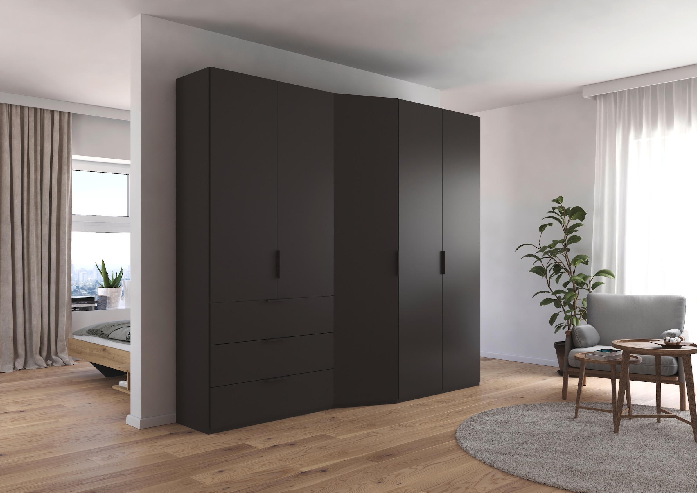 rauch Drehtürenschrank »Kleiderschrank Schrank Garderobe Wäscheschrank WAVE«, in 2 unterschiedlichen Tiefen, mit Soft-Close Funktion MADE IN GERMANY