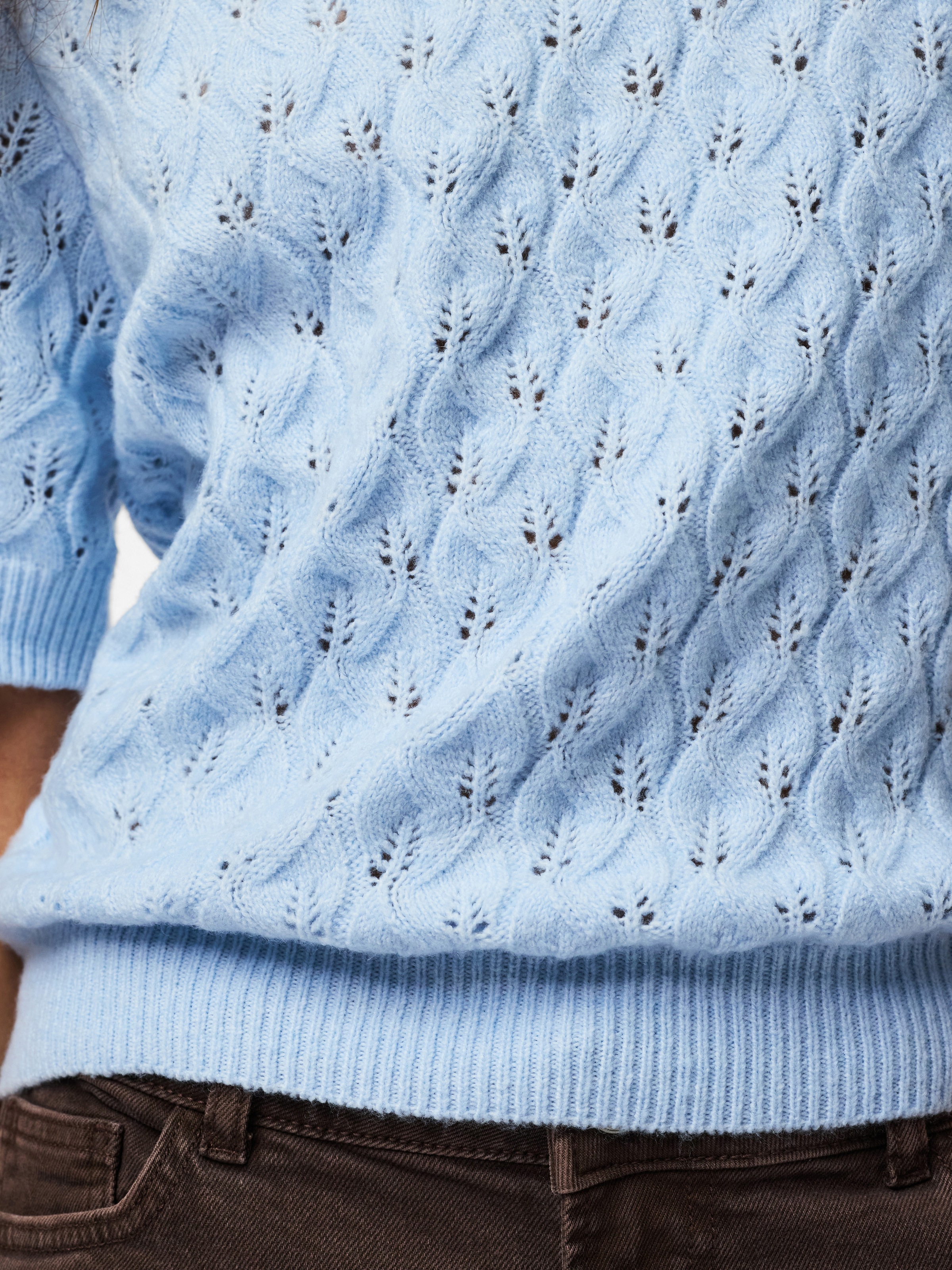 pieces Strickpullover "PCLELOU SS O-NECK KNIT NOOS BC" mit Ajourmuster günstig online kaufen