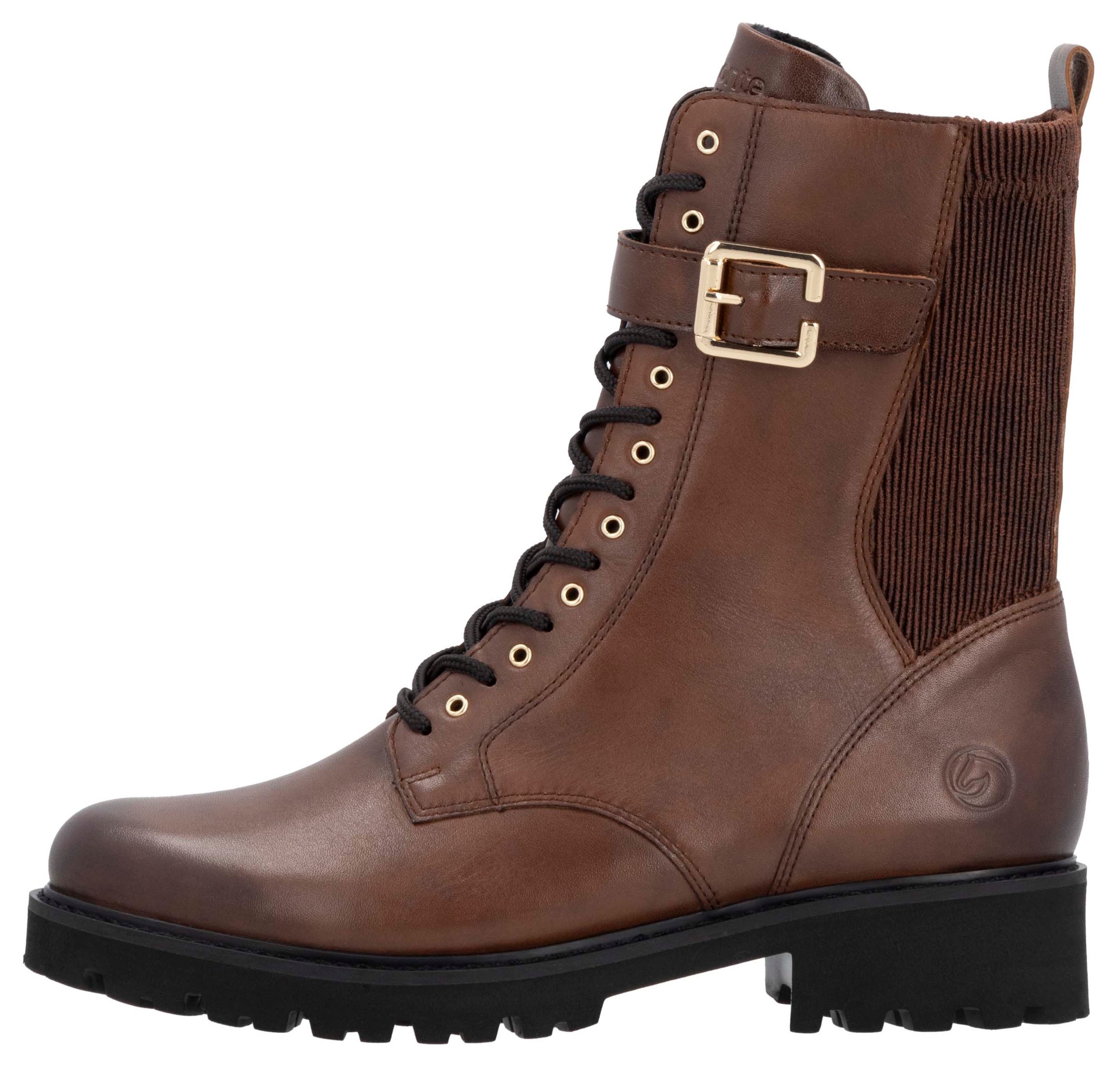 Remonte Schnürstiefelette, Blockabsatz, Schnürboots mit Zierschnalle