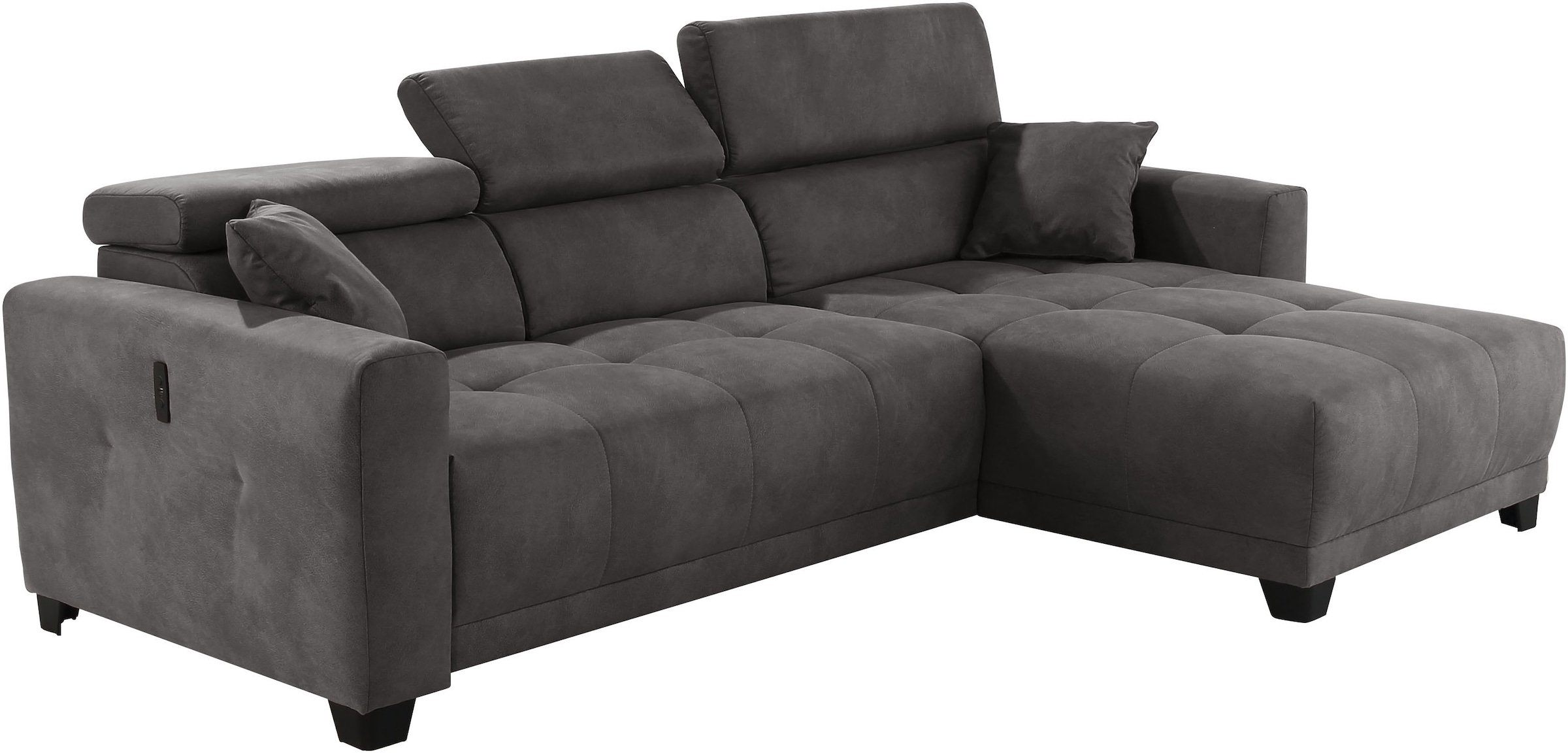 Jockenhöfer Gruppe Ecksofa »Cremona L-Form, B: 263 cm, mit 30 cm elektr. Sitztiefenverstellung« 140kg Belastbarkeit je Sitz, Kopfteilverstellung & USB-Anschluss