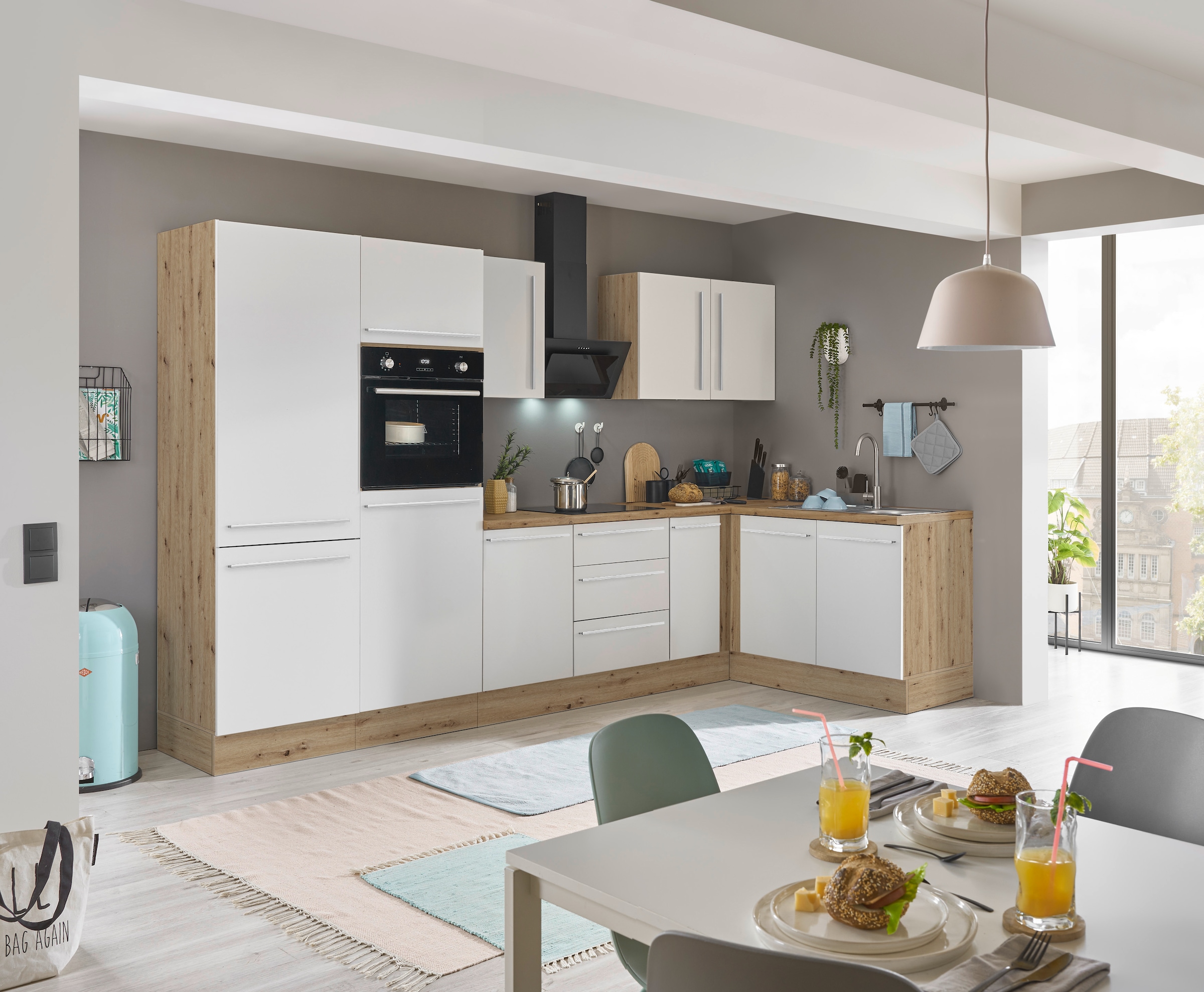 KOCHSTATION Winkelküche »Florida, Stellbreite 330x165 cm«, wahlweise mit E-Geräten, mit Softclose für Türen und Schubkästen