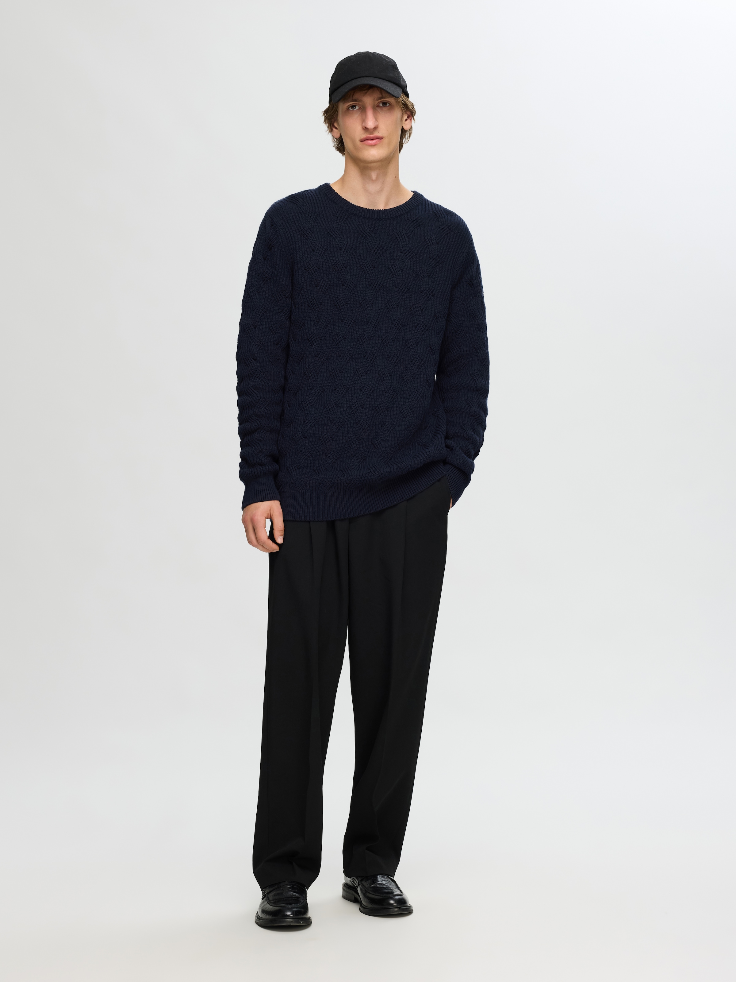 SELECTED HOMME Strickpullover »SLHCALLIS LS KNIT CABLE CREW NECK NOOS«