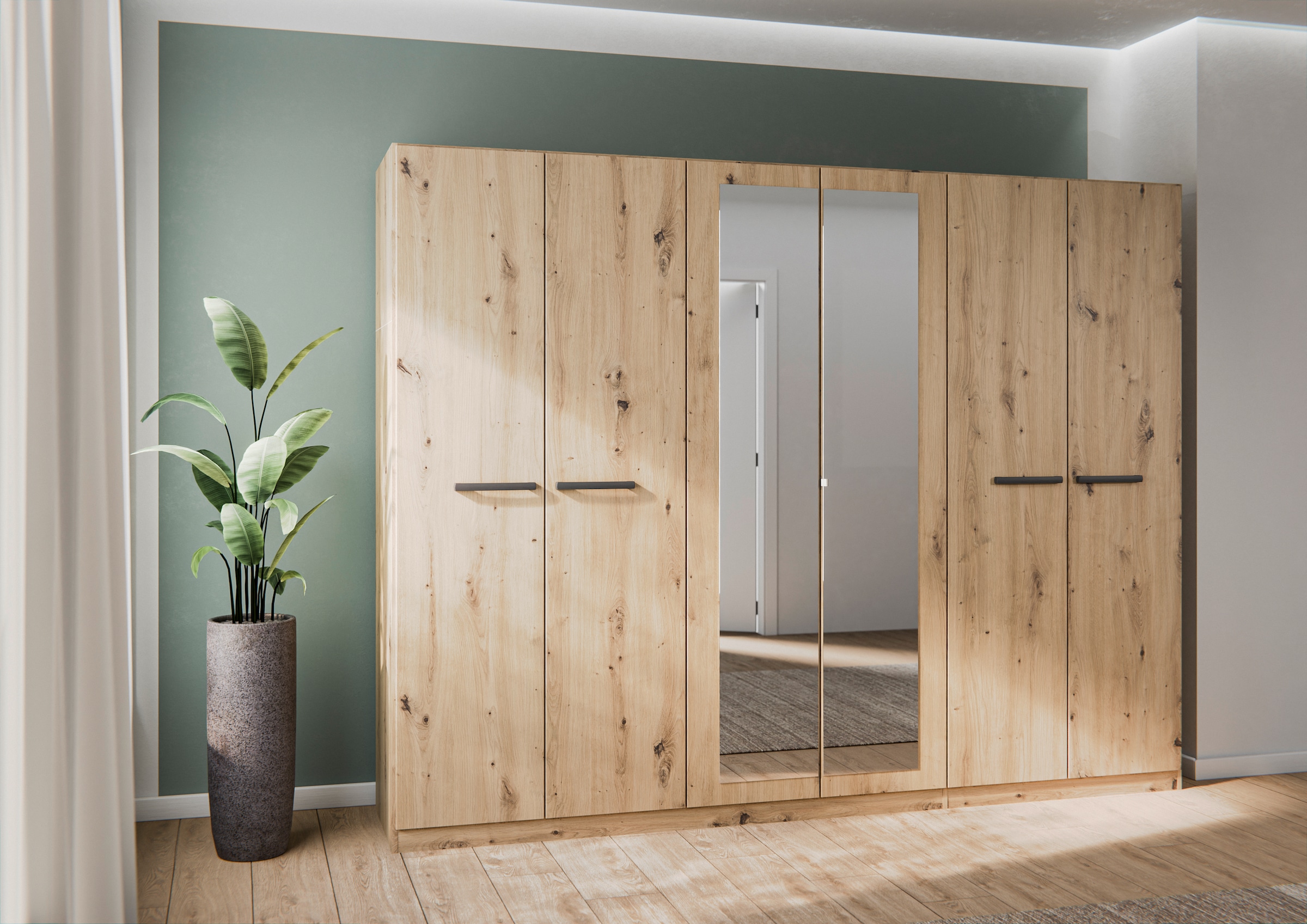 rauch Drehtürenschrank »Kleiderschrank Schrank Garderobe Garderobenschrank Stauraumwunder MODI«, optional mit Spiegel MADE IN GERMANY