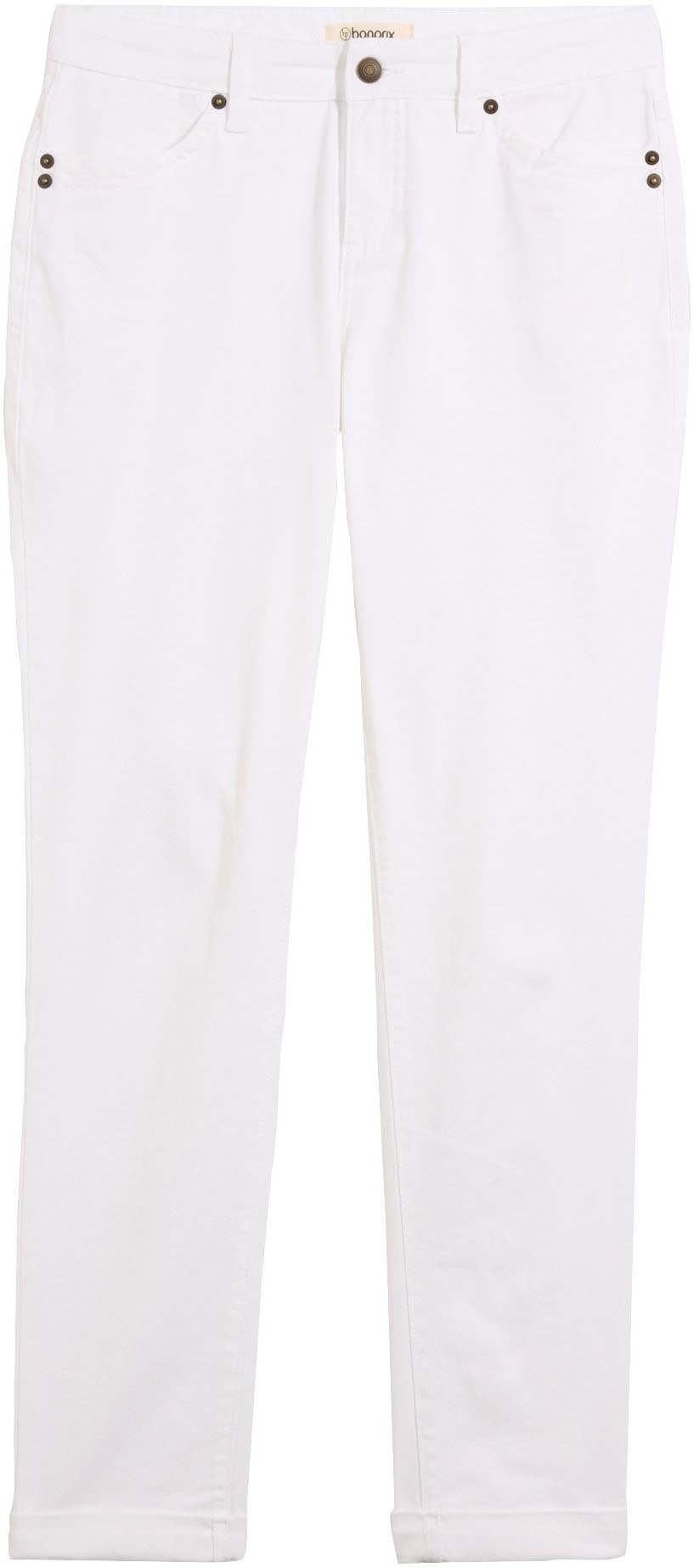 bonprix Straight-Jeans »Straight Jeans Mid Waist, Stretch« Regular Fit, mit Aufschlag, im Five-Pocket-Style