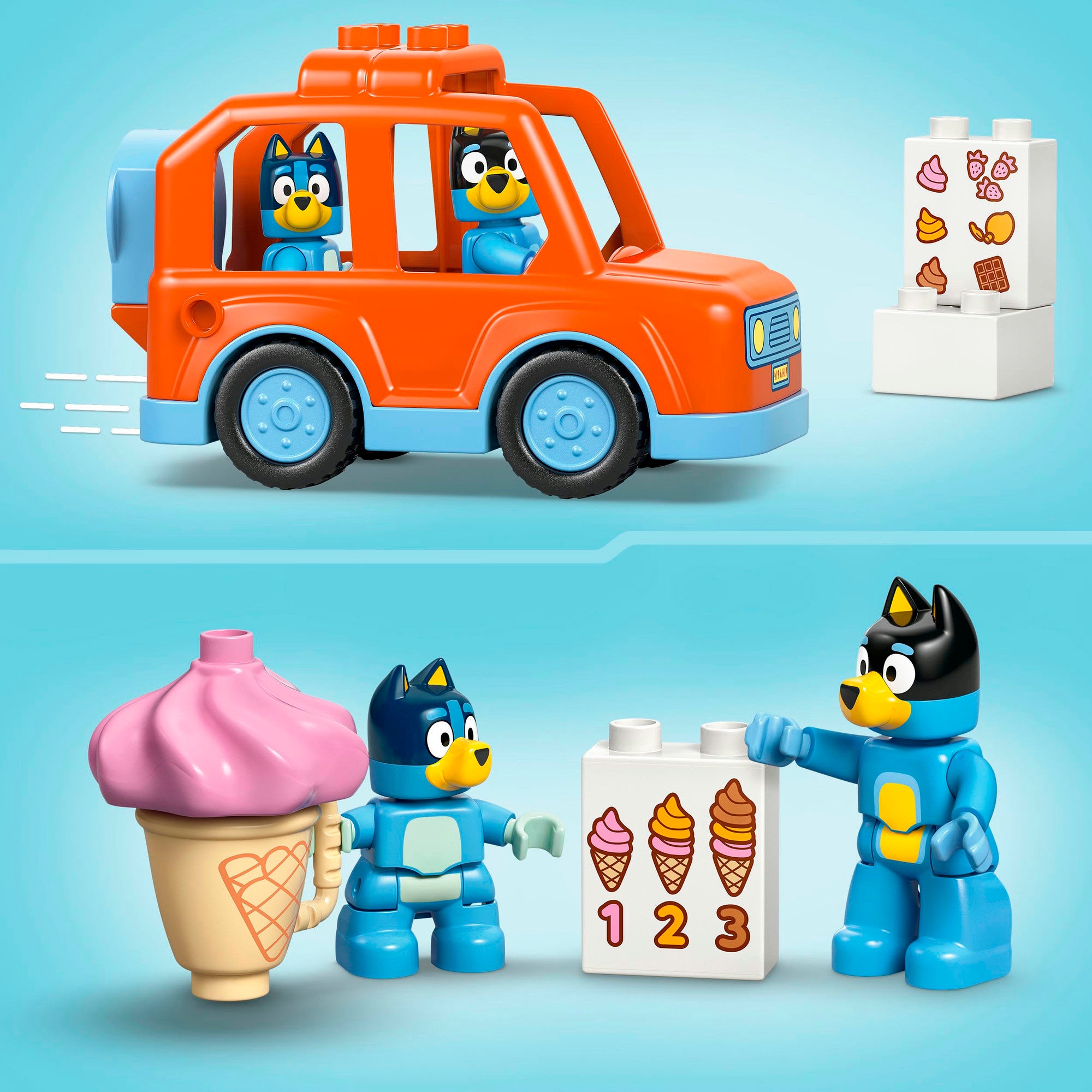 LEGO® Konstruktionsspielsteine »Ausflug zur Eisdiele mit Bluey (10458), LEGO DUPLO Bluey«, (22 St.), Made in Europe