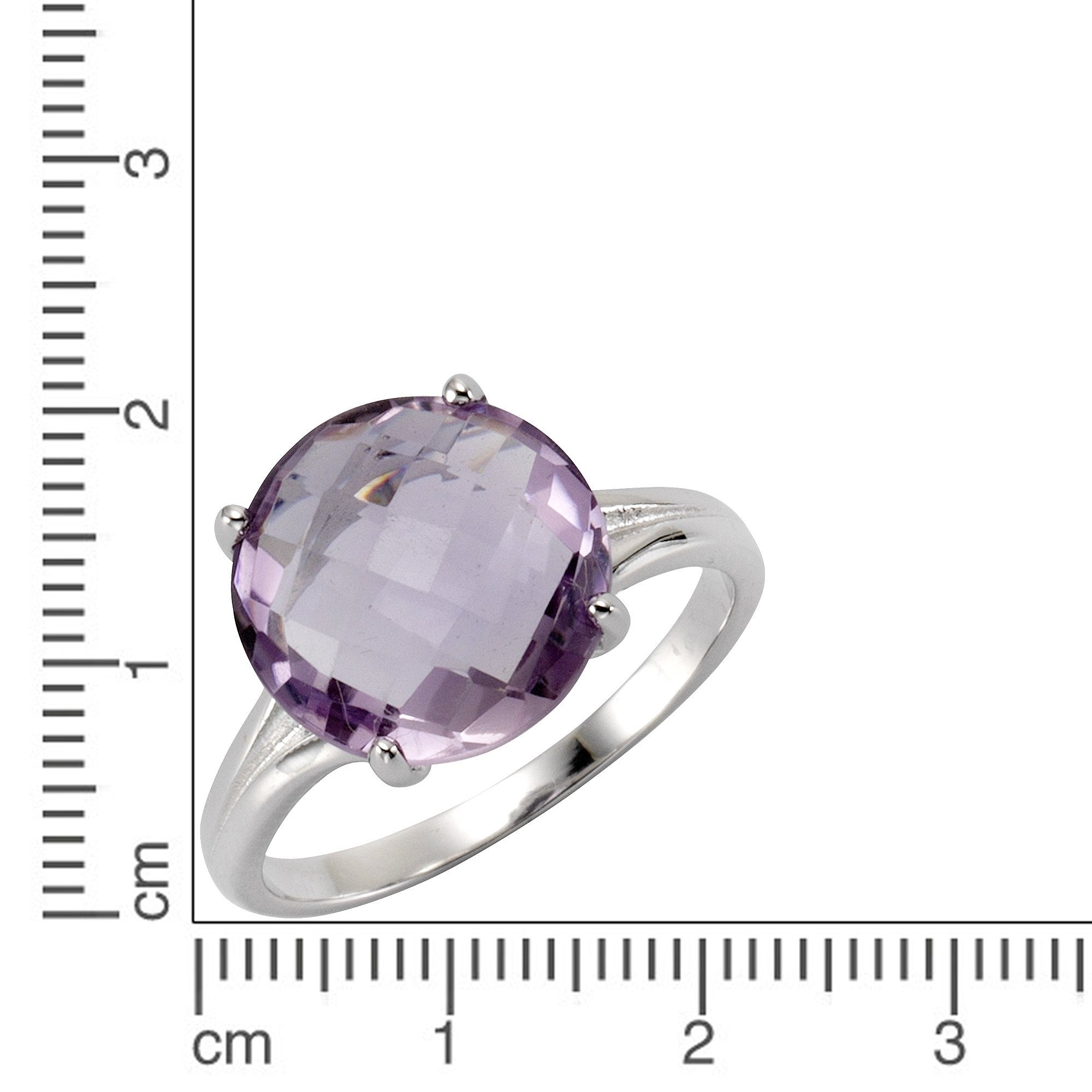 Zeeme Fingerring »Silber 925 rhodiniert mit echtem Amethyst 12mm«